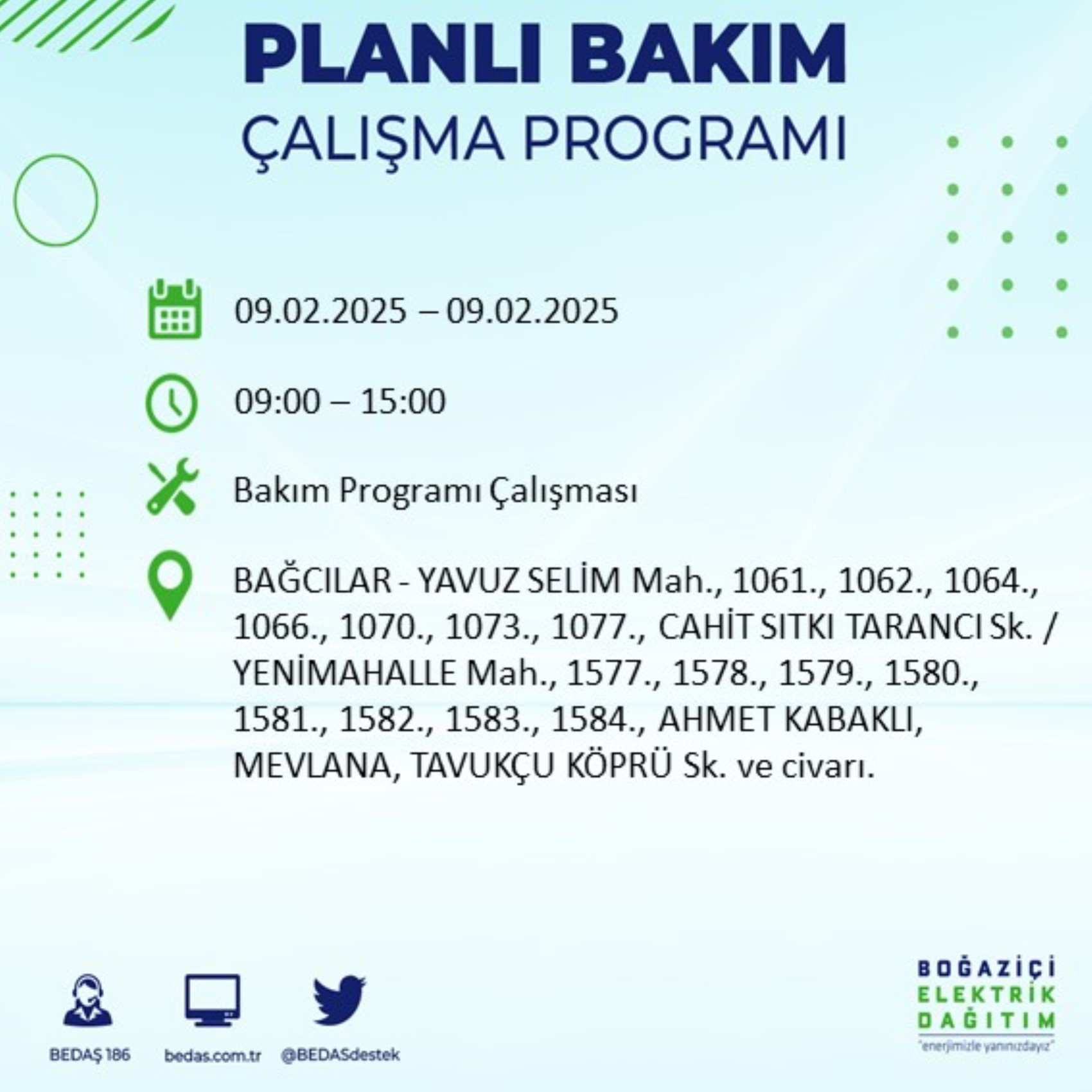 BEDAŞ açıkladı... İstanbul'da elektrik kesintisi: 9 Şubat'ta hangi mahalleler etkilenecek?