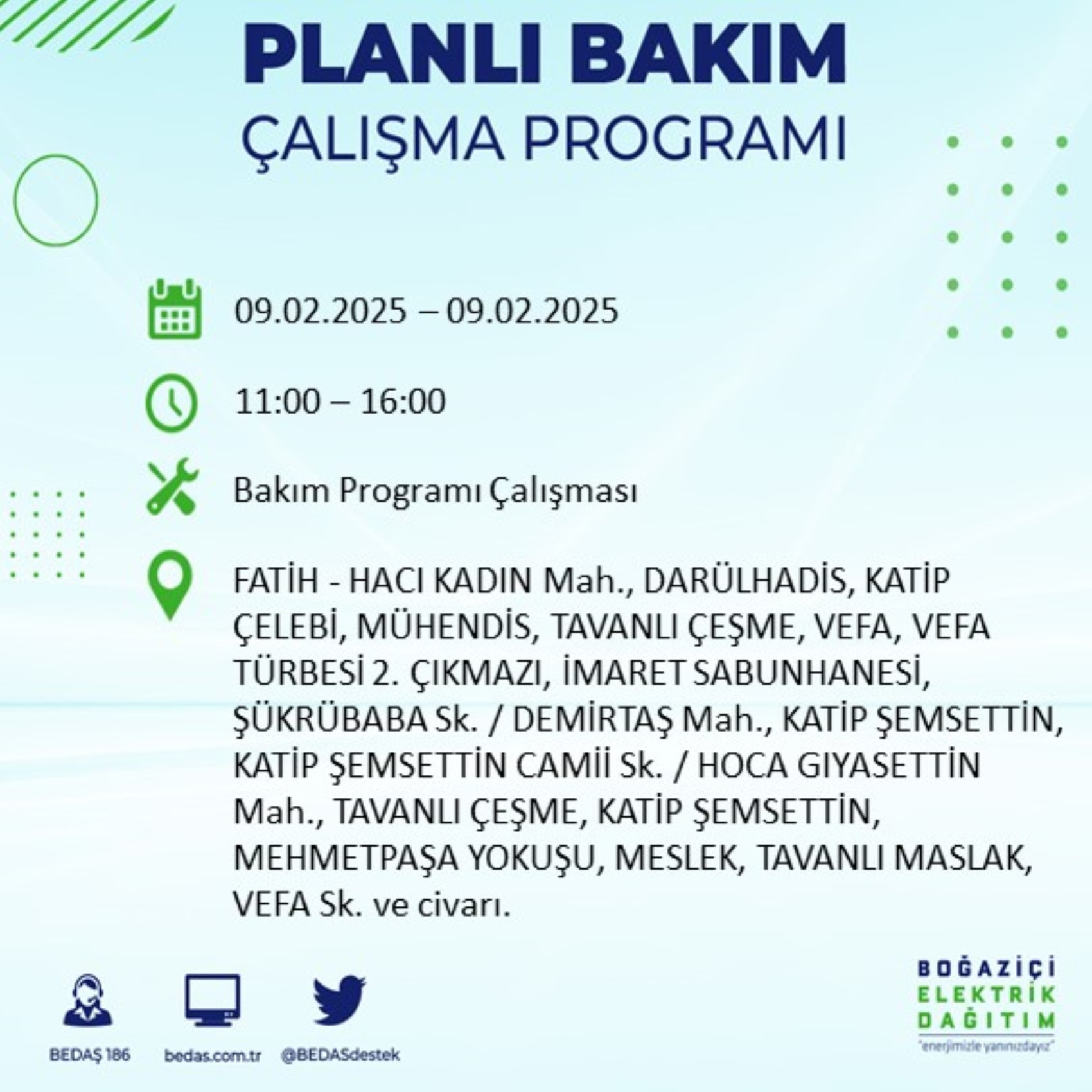 BEDAŞ açıkladı... İstanbul'da elektrik kesintisi: 9 Şubat'ta hangi mahalleler etkilenecek?