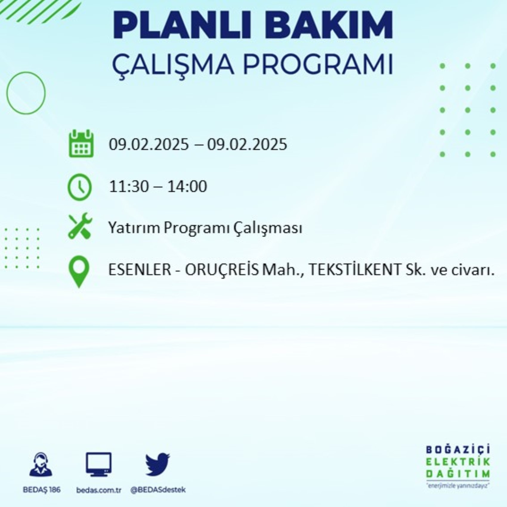 BEDAŞ açıkladı... İstanbul'da elektrik kesintisi: 9 Şubat'ta hangi mahalleler etkilenecek?