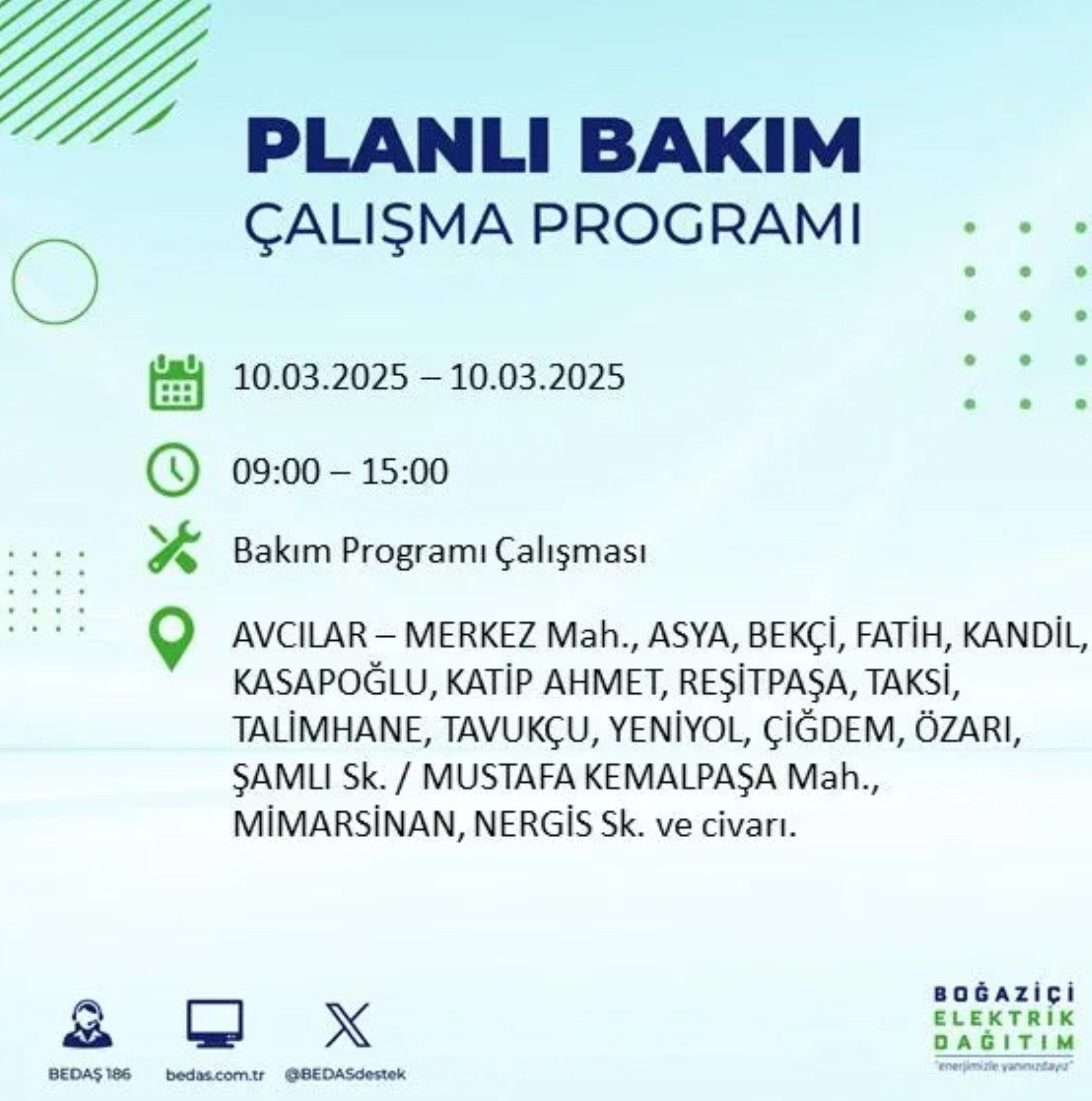 BEDAŞ açıkladı... İstanbul'da elektrik kesintisi: 10 Mart'ta hangi mahalleler etkilenecek?