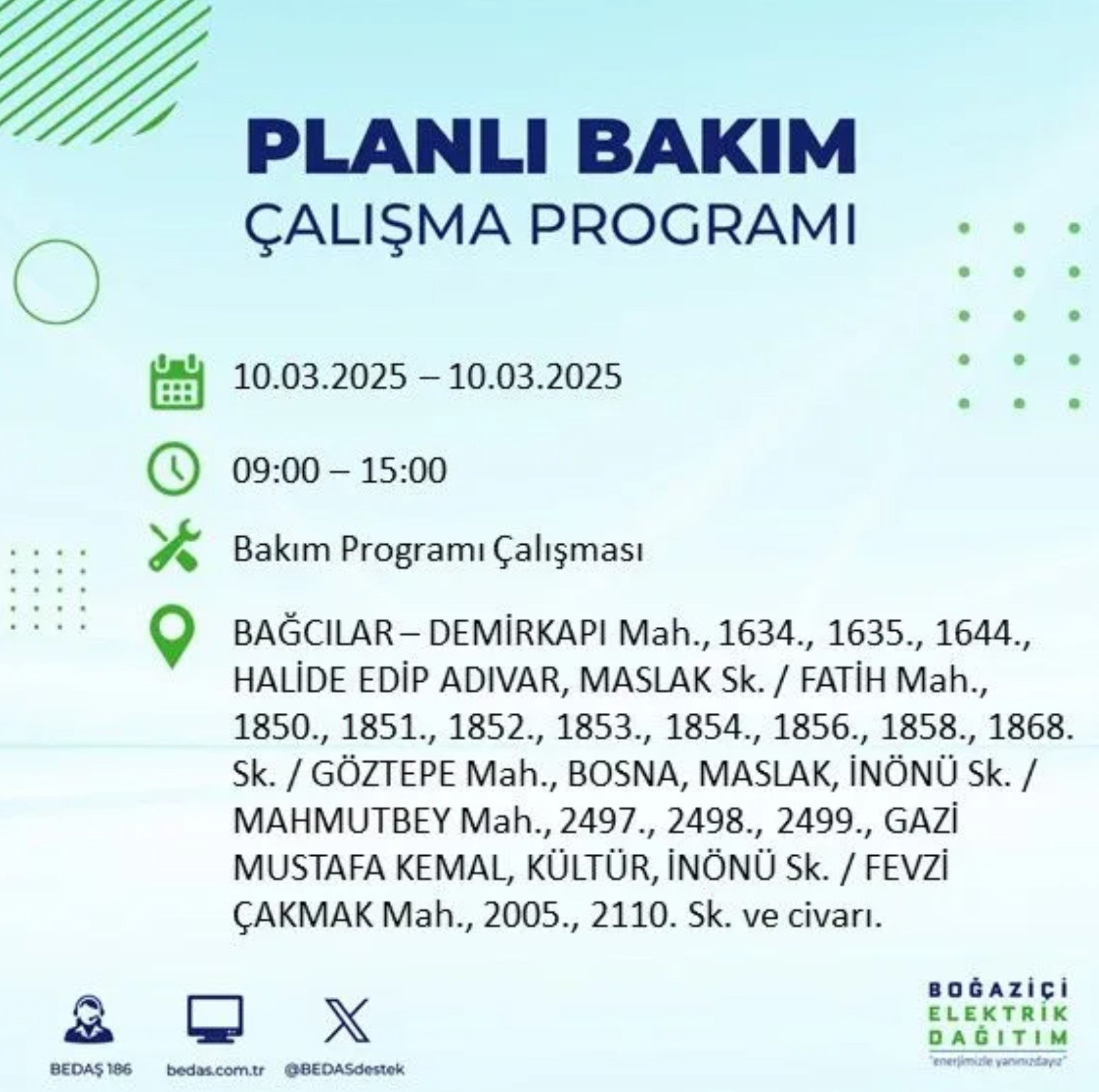 BEDAŞ açıkladı... İstanbul'da elektrik kesintisi: 10 Mart'ta hangi mahalleler etkilenecek?