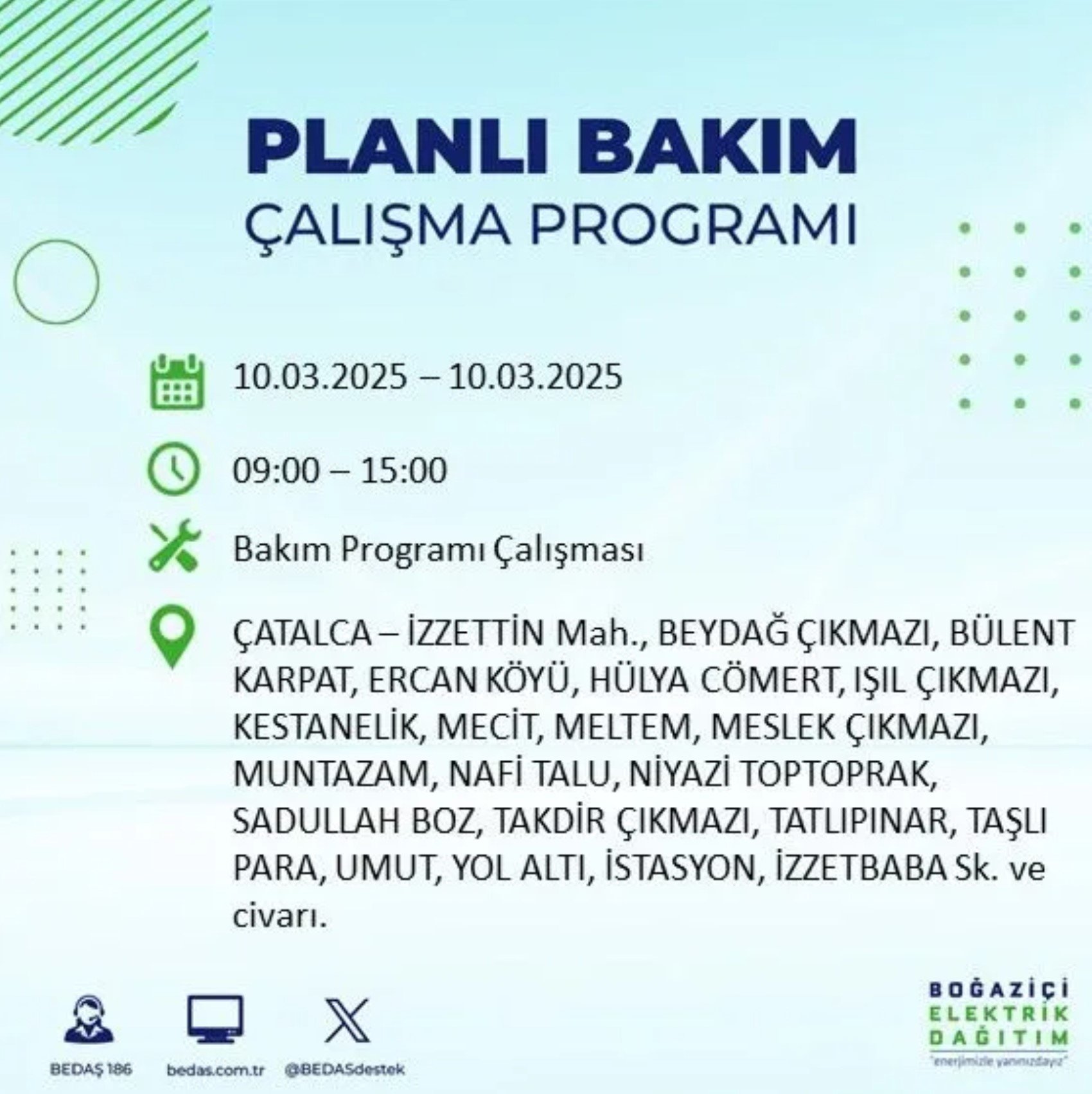 BEDAŞ açıkladı... İstanbul'da elektrik kesintisi: 10 Mart'ta hangi mahalleler etkilenecek?