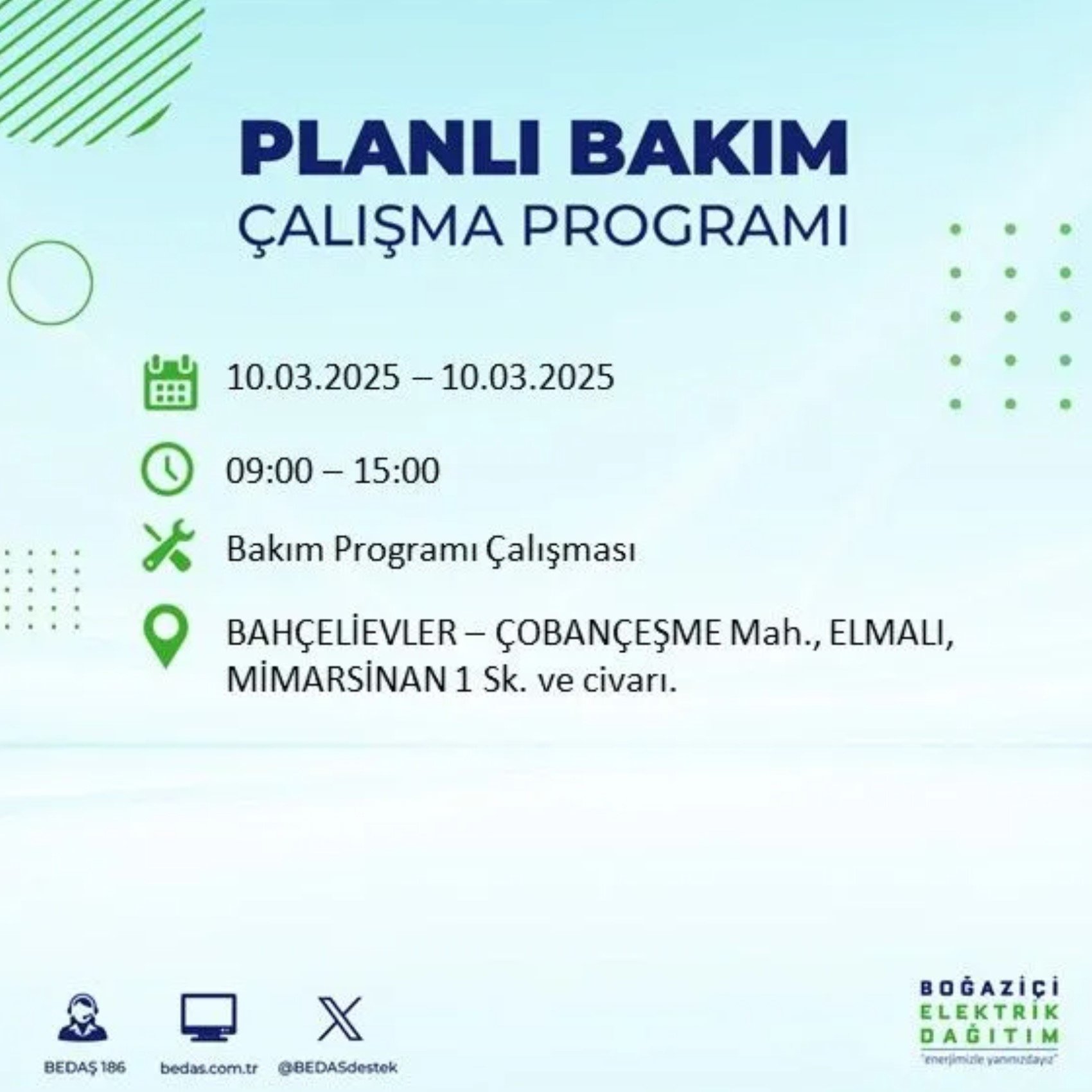 BEDAŞ açıkladı... İstanbul'da elektrik kesintisi: 10 Mart'ta hangi mahalleler etkilenecek?