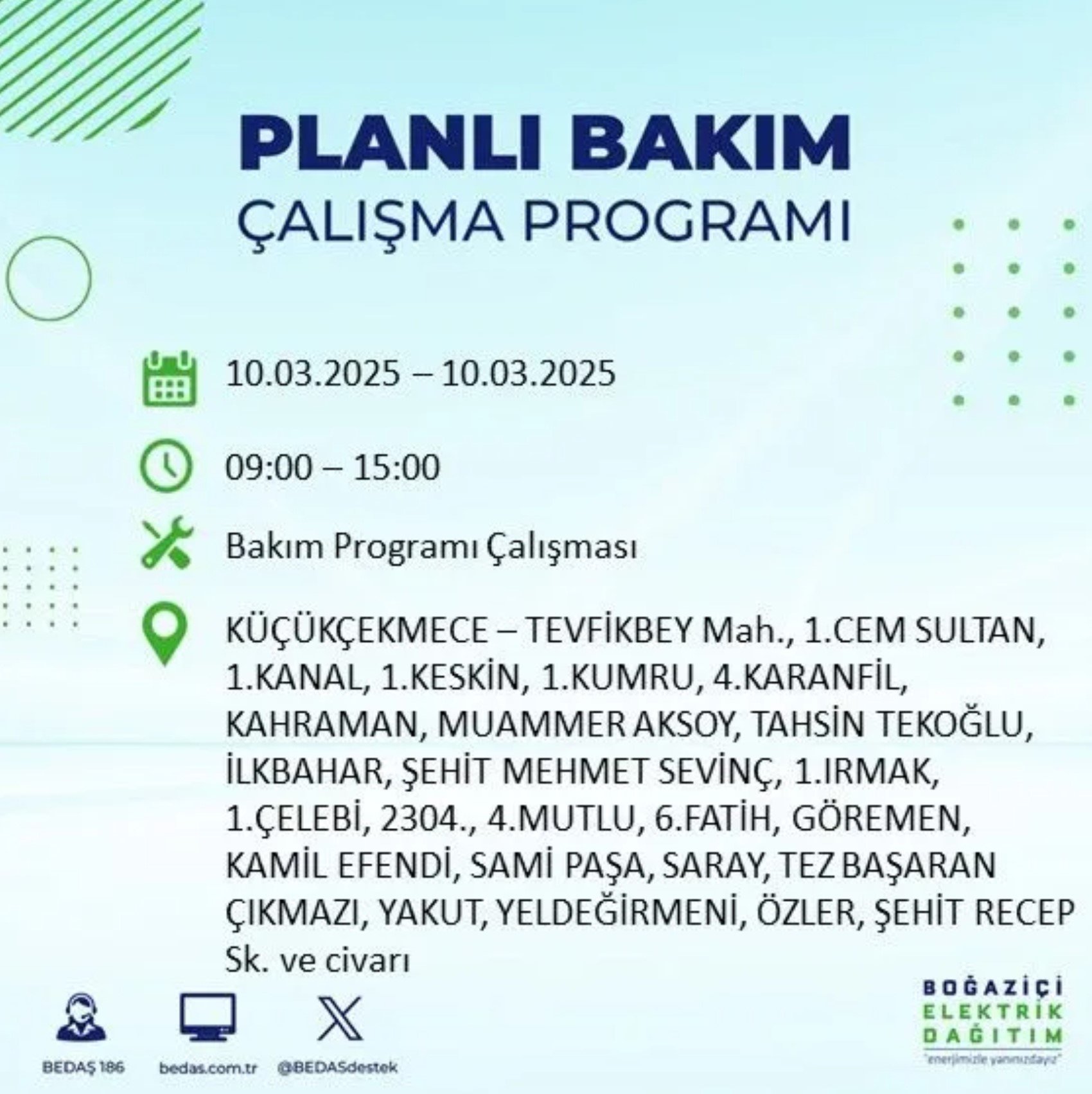 BEDAŞ açıkladı... İstanbul'da elektrik kesintisi: 10 Mart'ta hangi mahalleler etkilenecek?