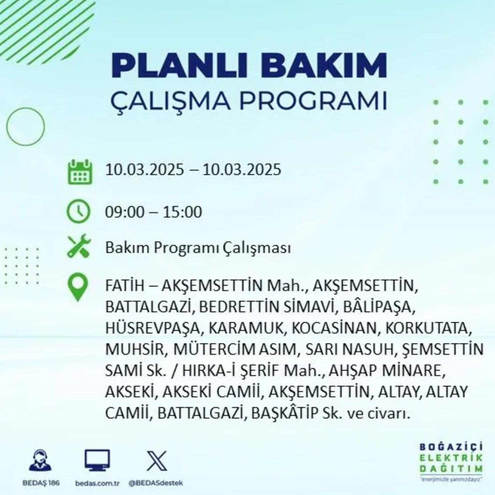 BEDAŞ açıkladı... İstanbul'da elektrik kesintisi: 10 Mart'ta hangi mahalleler etkilenecek?