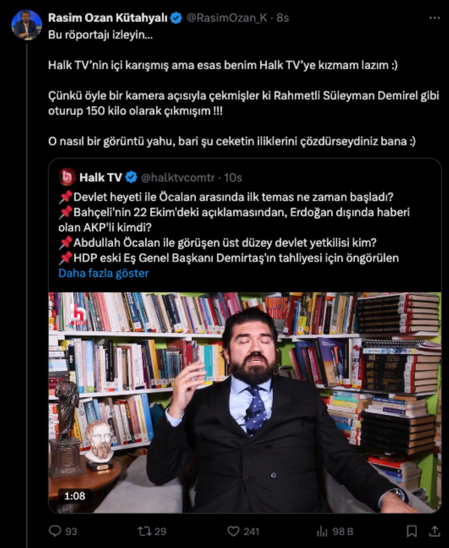 Halk TV’yi karıştıran Rasim Ozan Kütahyalı röportajı! Tepkiler gecikmedi, ROK’tan ilk açıklama geldi