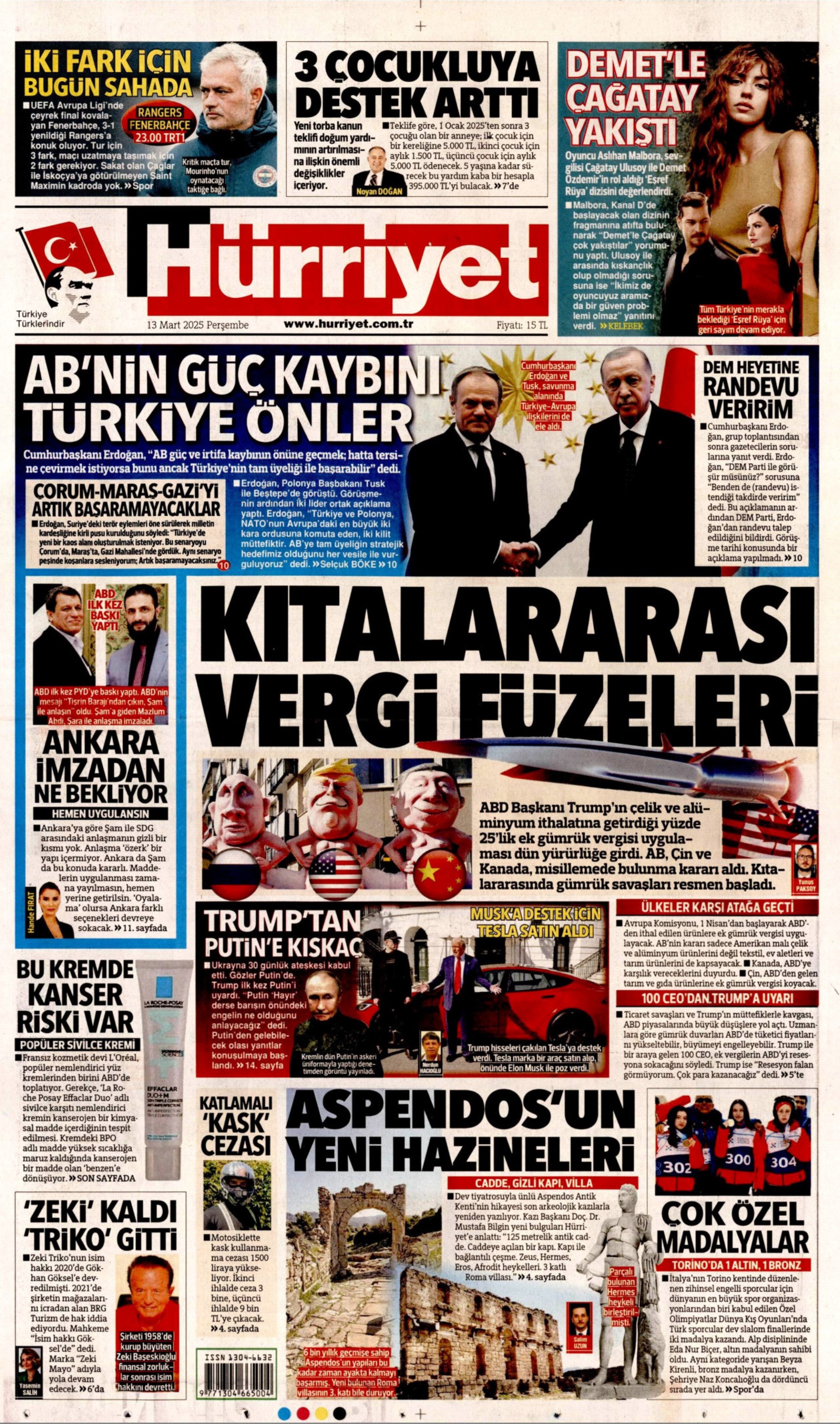 13 Mart 2025 gazete manşetleri: Gazeteler, Erdoğan'ın '3 bin liradan 4 bine çıktı, daha ne olacak' çıkışını nasıl gördü?