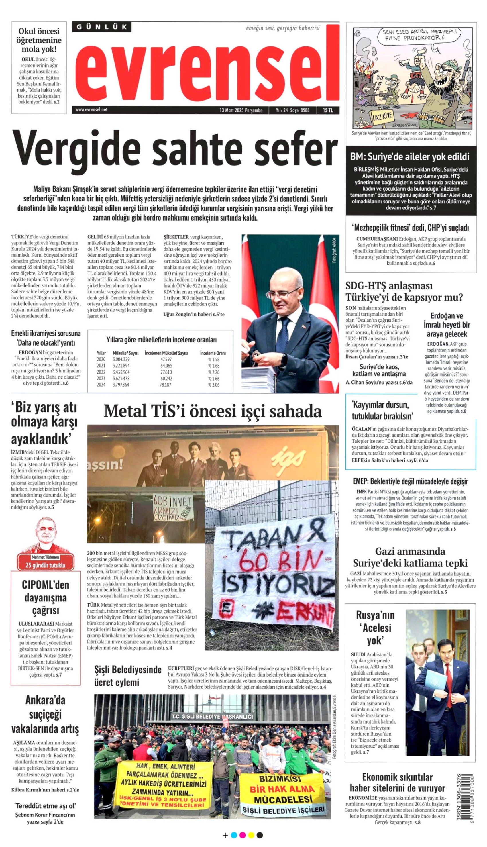 13 Mart 2025 gazete manşetleri: Gazeteler, Erdoğan'ın '3 bin liradan 4 bine çıktı, daha ne olacak' çıkışını nasıl gördü?