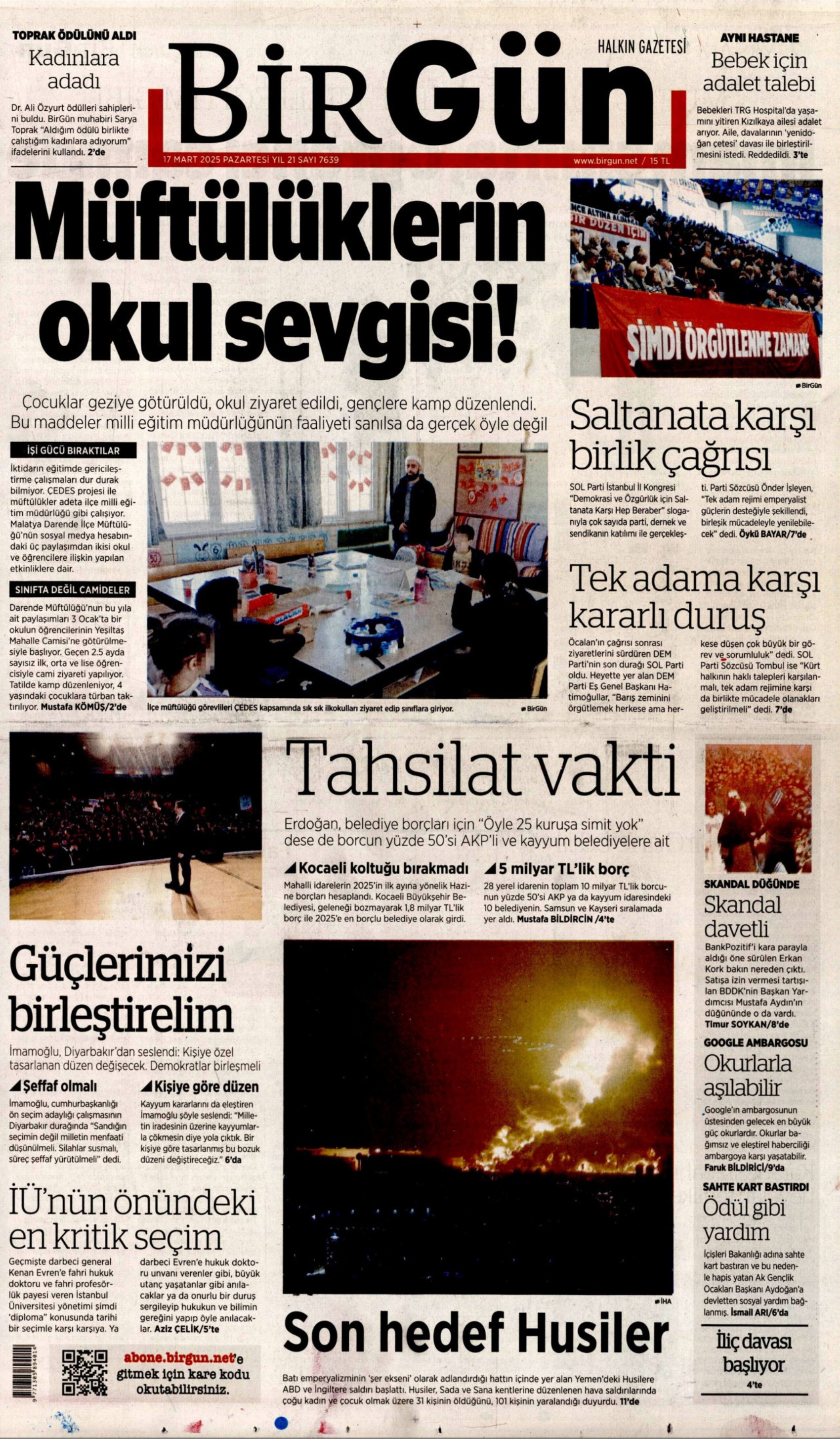 17 Mart 2025 gazete manşetleri