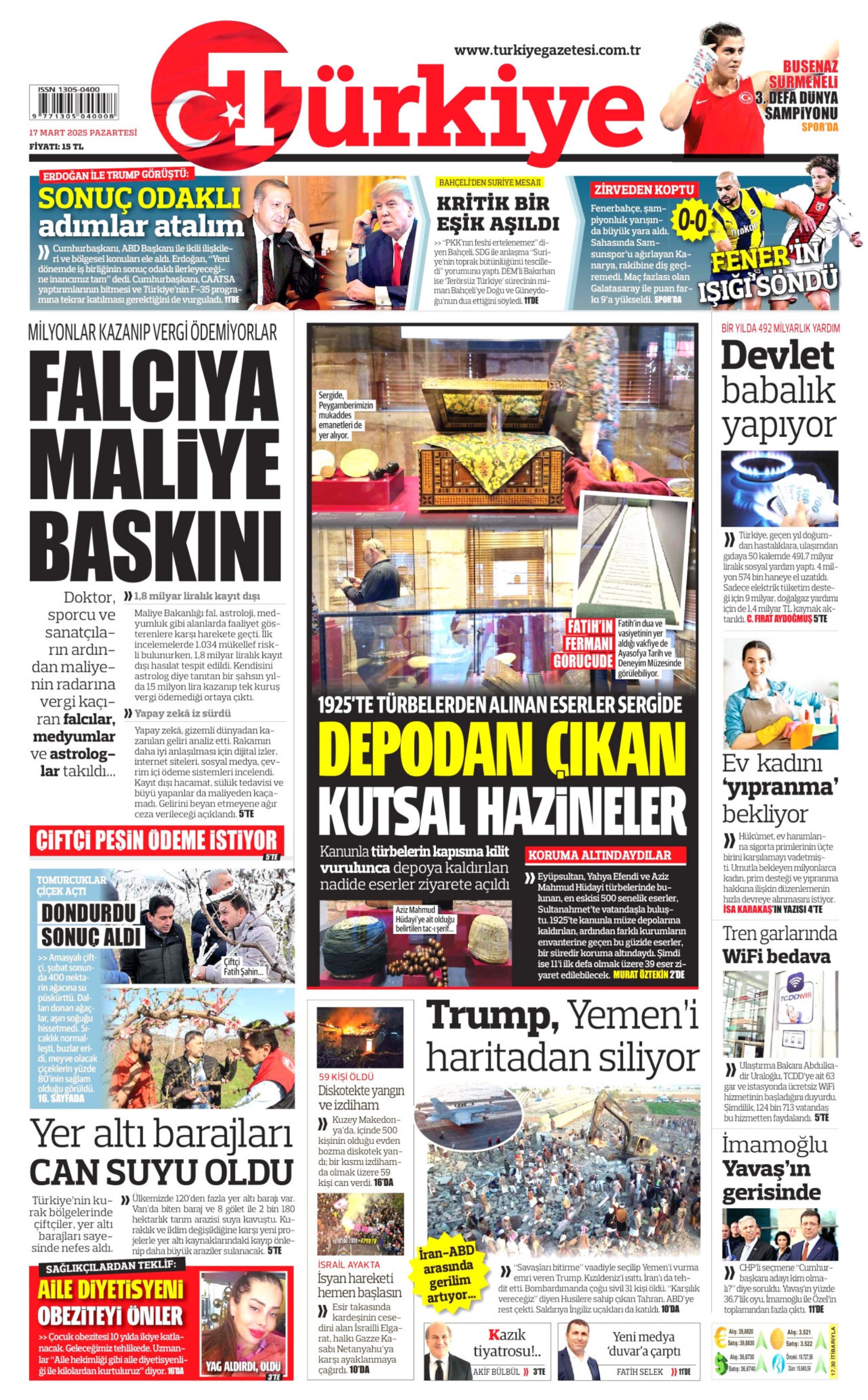 17 Mart 2025 gazete manşetleri