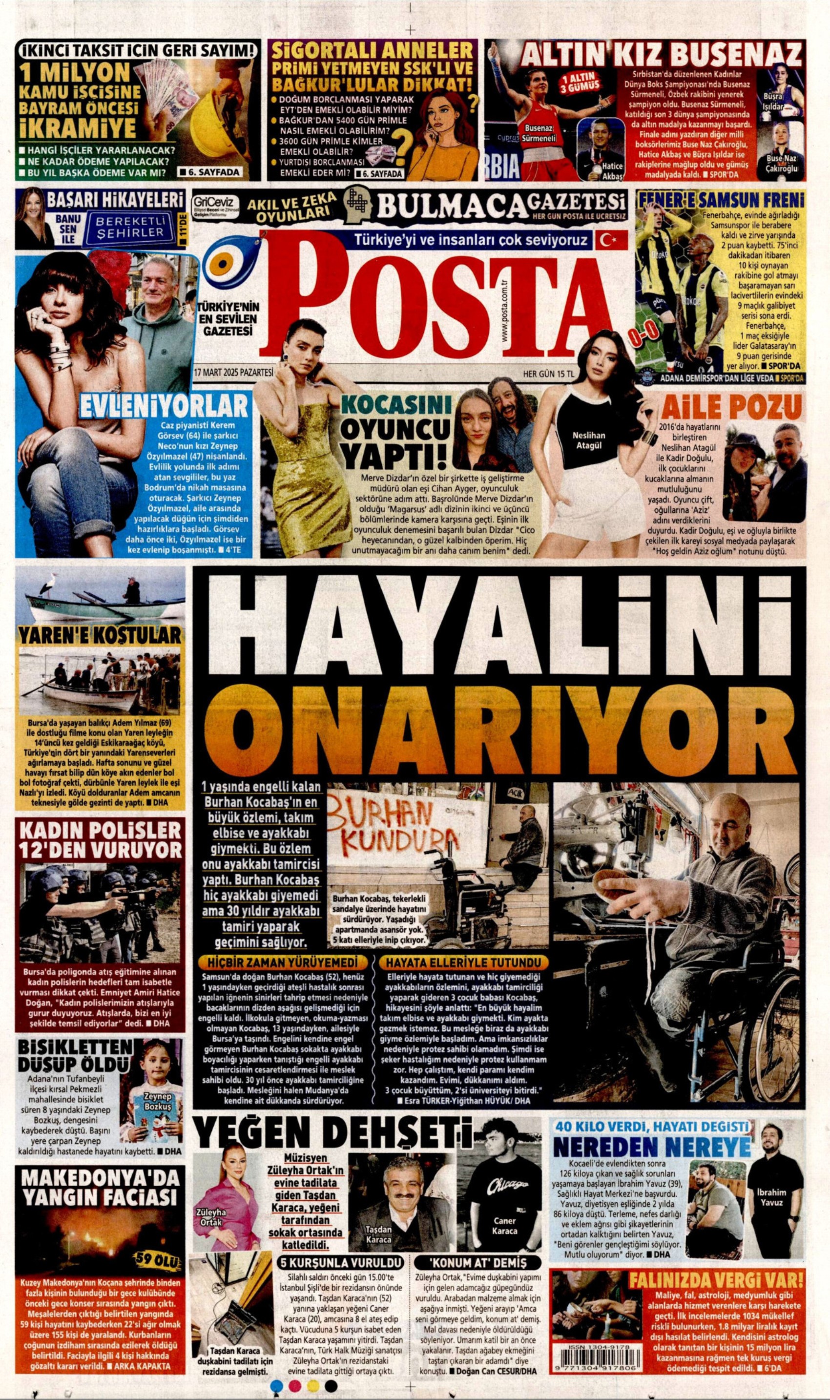 17 Mart 2025 gazete manşetleri