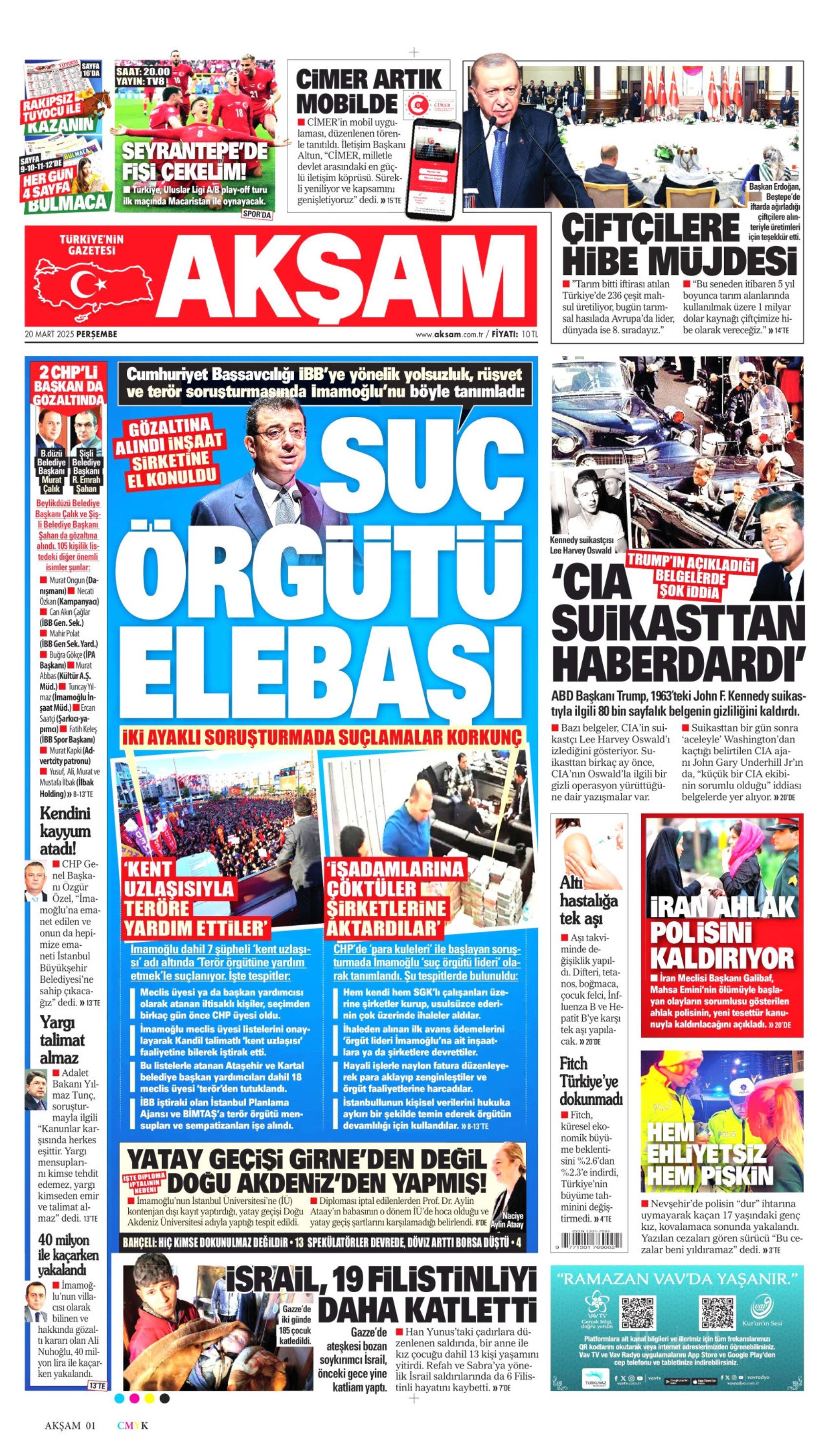 20 Mart 2025 gazete manşetleri: Gazeteler, Ekrem İmamoğlu'nun gözaltına alınmasını nasıl gördü?