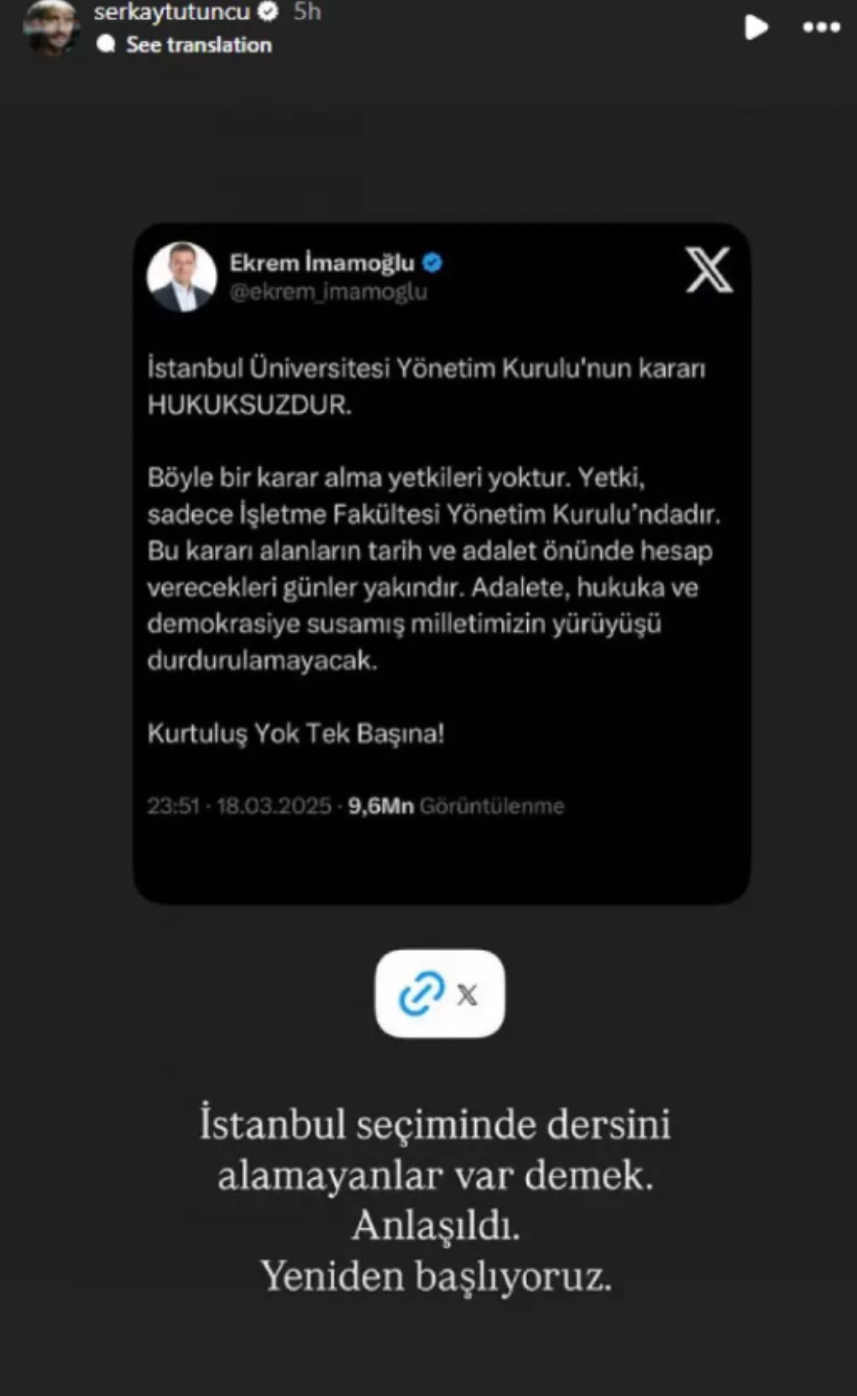İmamoğlu'nun gözaltına alınmasına ünlülerden tepki sürüyor! Didem Soydan Saraçhane önünden paylaştı