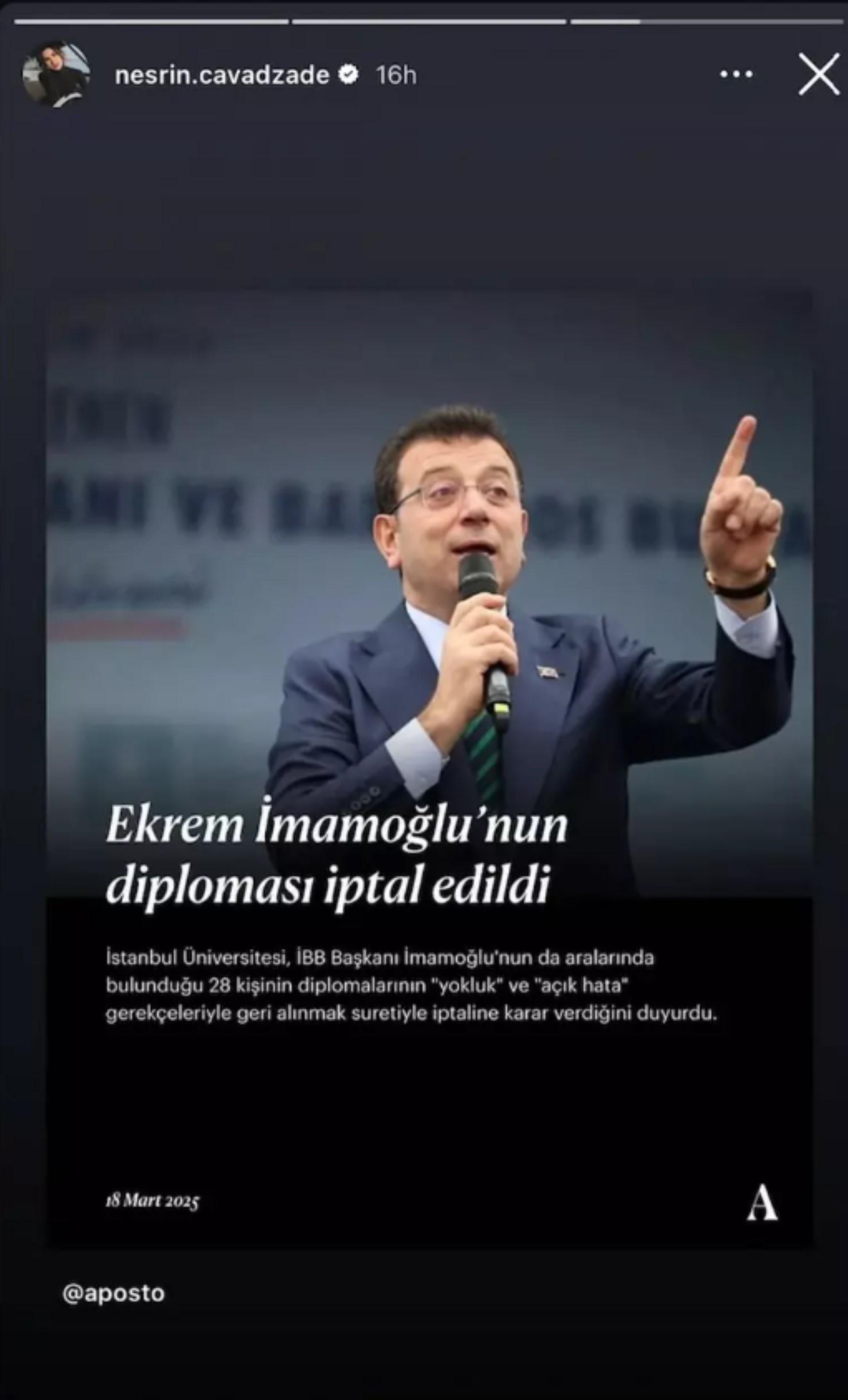 İmamoğlu'nun gözaltına alınmasına ünlülerden tepki sürüyor! Didem Soydan Saraçhane önünden paylaştı