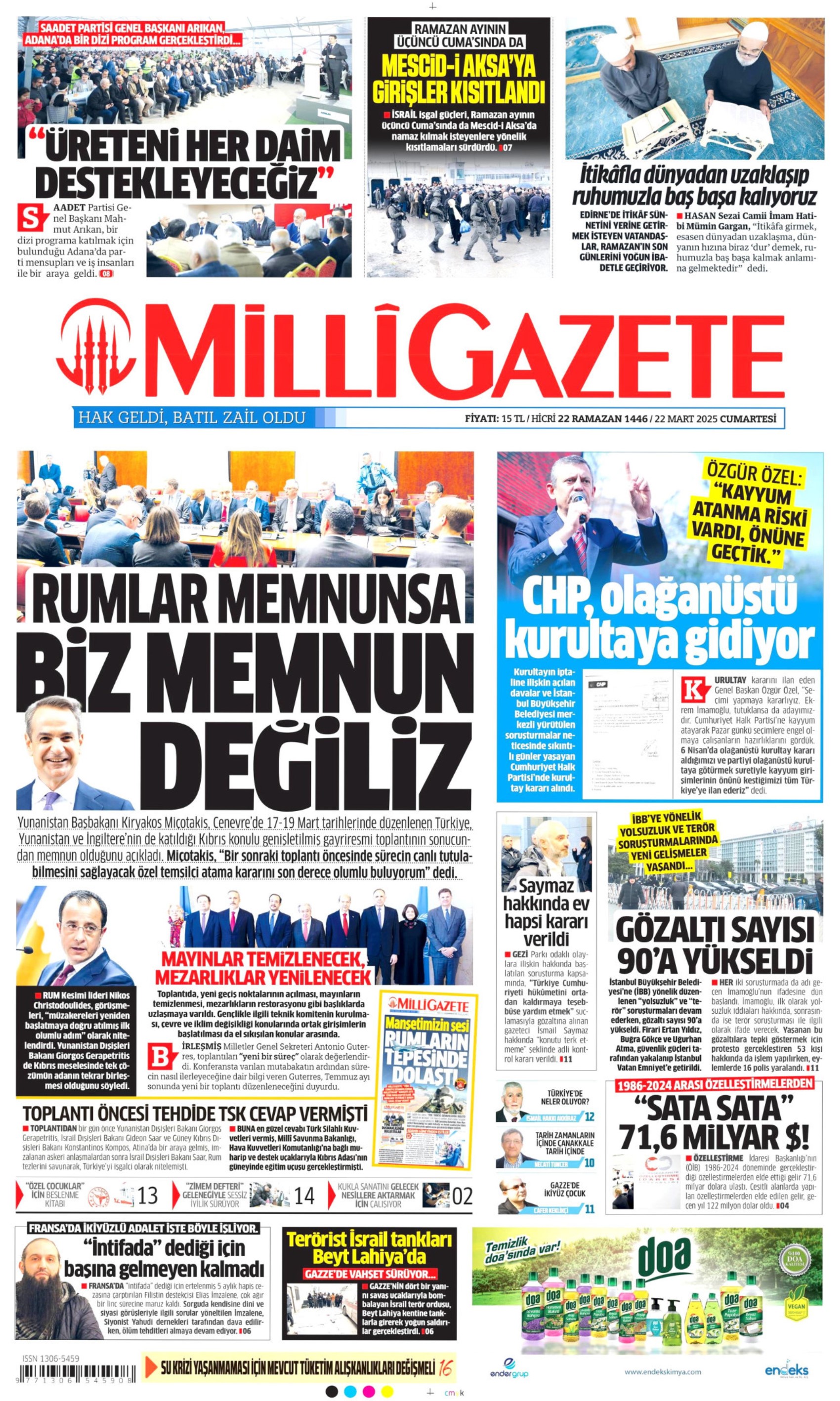 22 Mart 2025 gazete manşetleri: Yandaş medya Ekrem İmamoğlu protestolarını 'görmezden' geldi