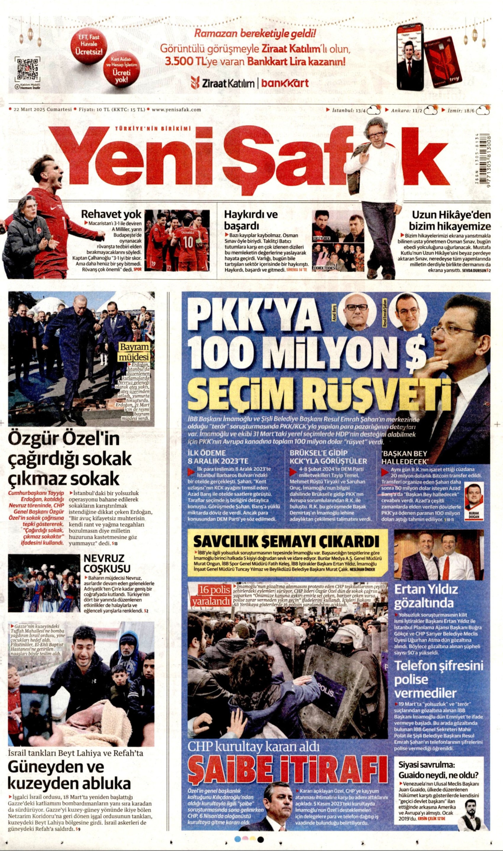 22 Mart 2025 gazete manşetleri: Yandaş medya Ekrem İmamoğlu protestolarını 'görmezden' geldi