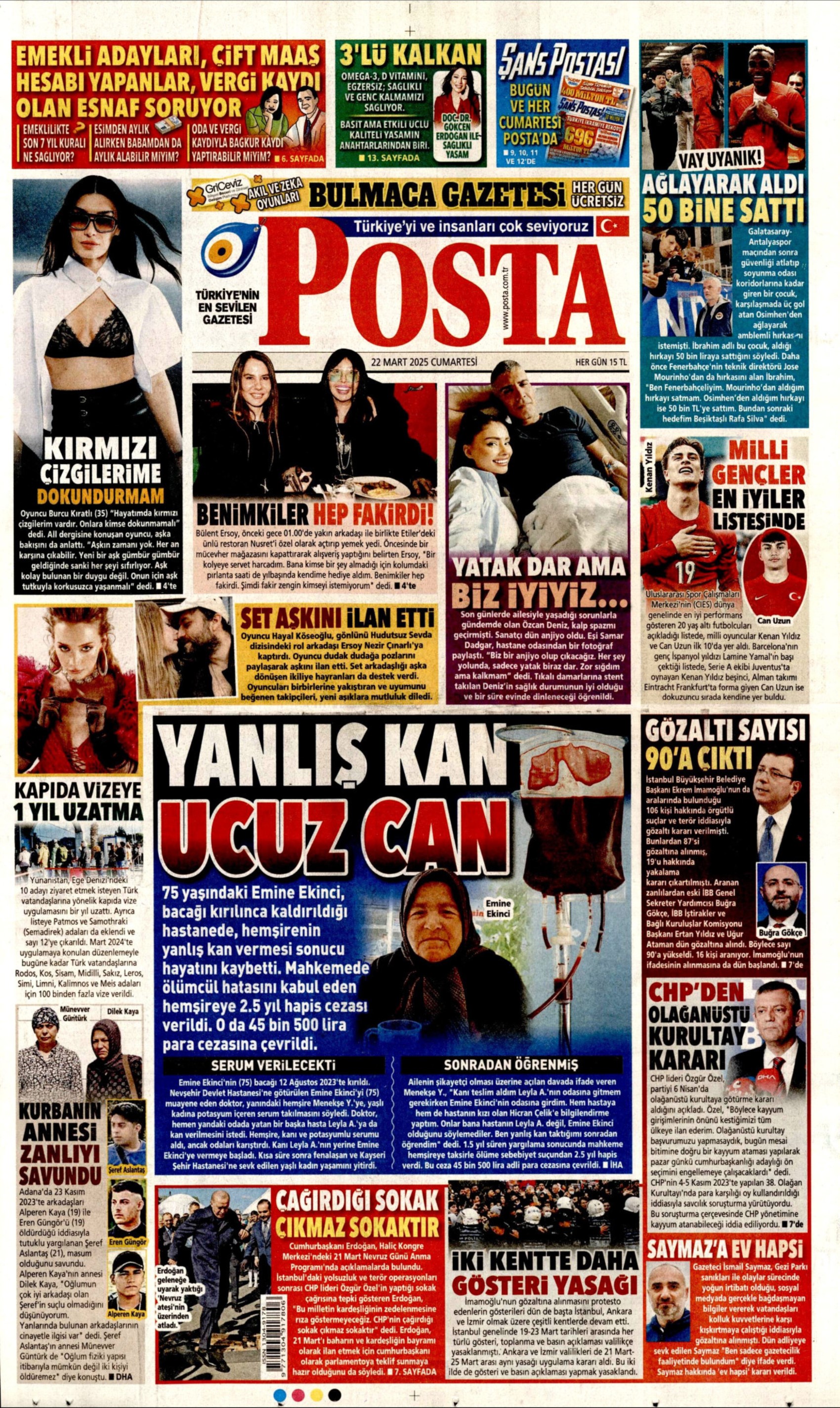 22 Mart 2025 gazete manşetleri: Yandaş medya Ekrem İmamoğlu protestolarını 'görmezden' geldi