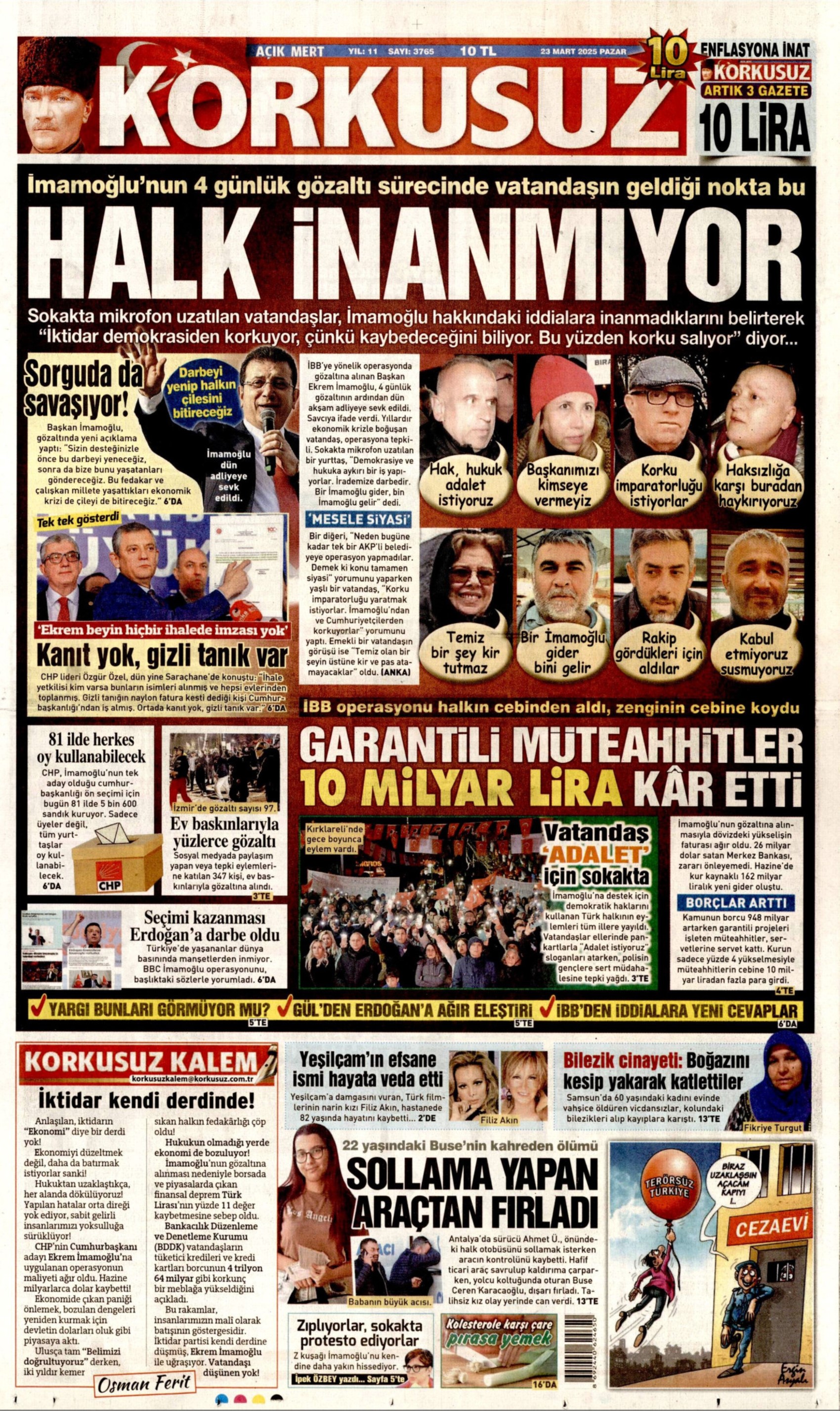 23 Mart 2025 gazete manşetleri: Gazeteler, İmamoğlu'nun emniyetteki ifadesini nasıl gördü?