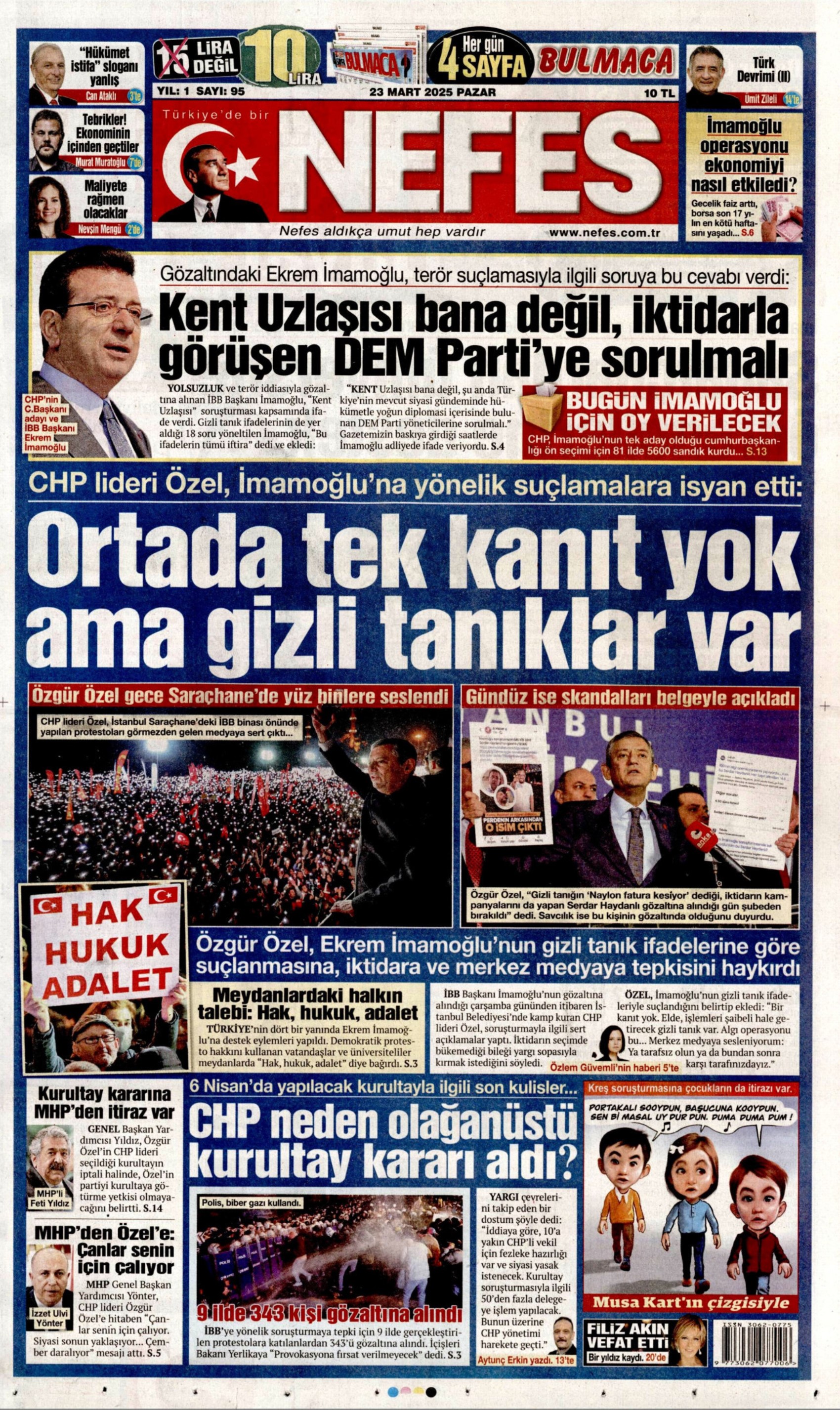 23 Mart 2025 gazete manşetleri: Gazeteler, İmamoğlu'nun emniyetteki ifadesini nasıl gördü?