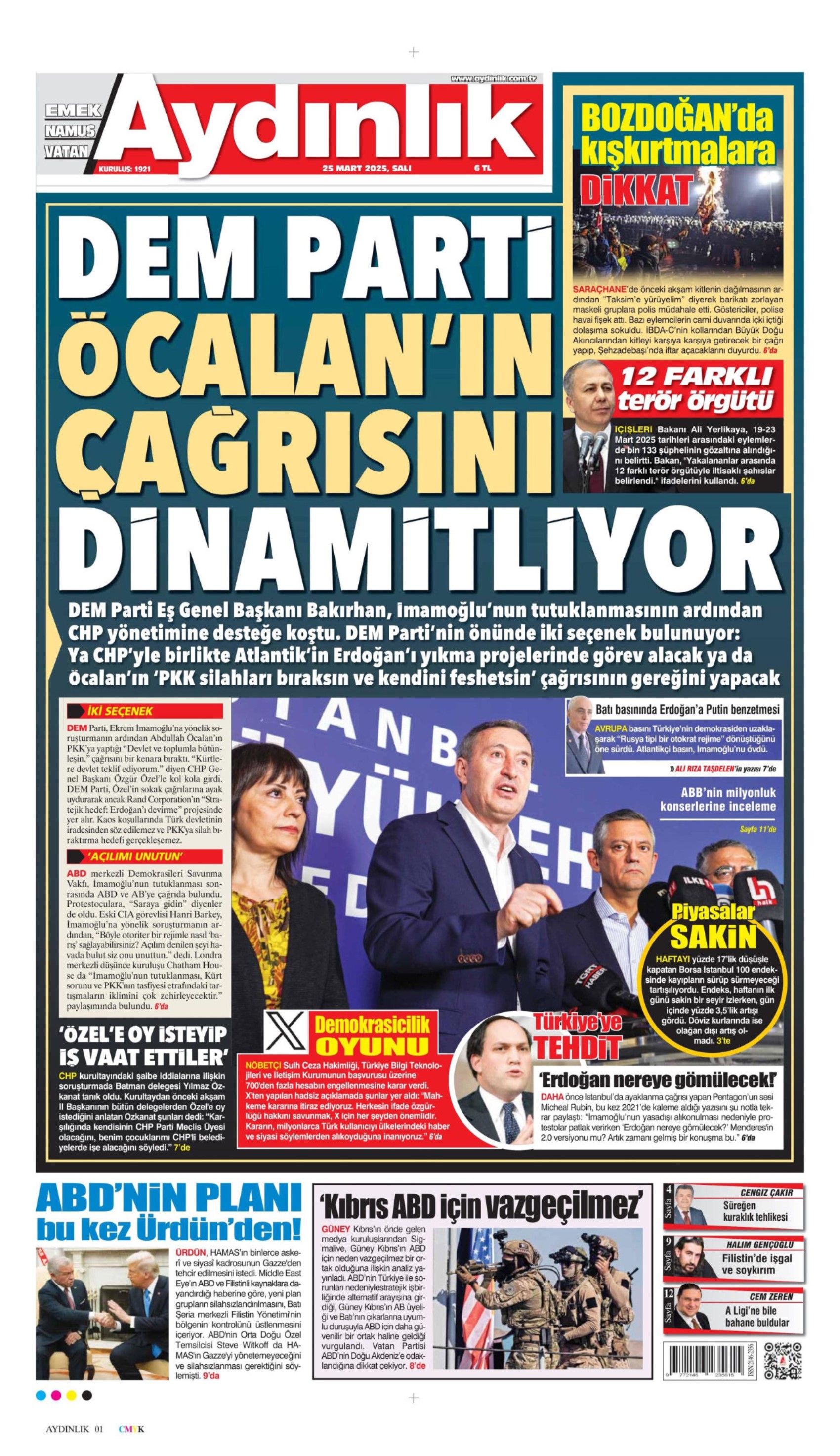 25 Mart 2025 gazete manşetleri: Gazeteler, yurt genelindeki İmamoğlu protestolarını nasıl gördü?