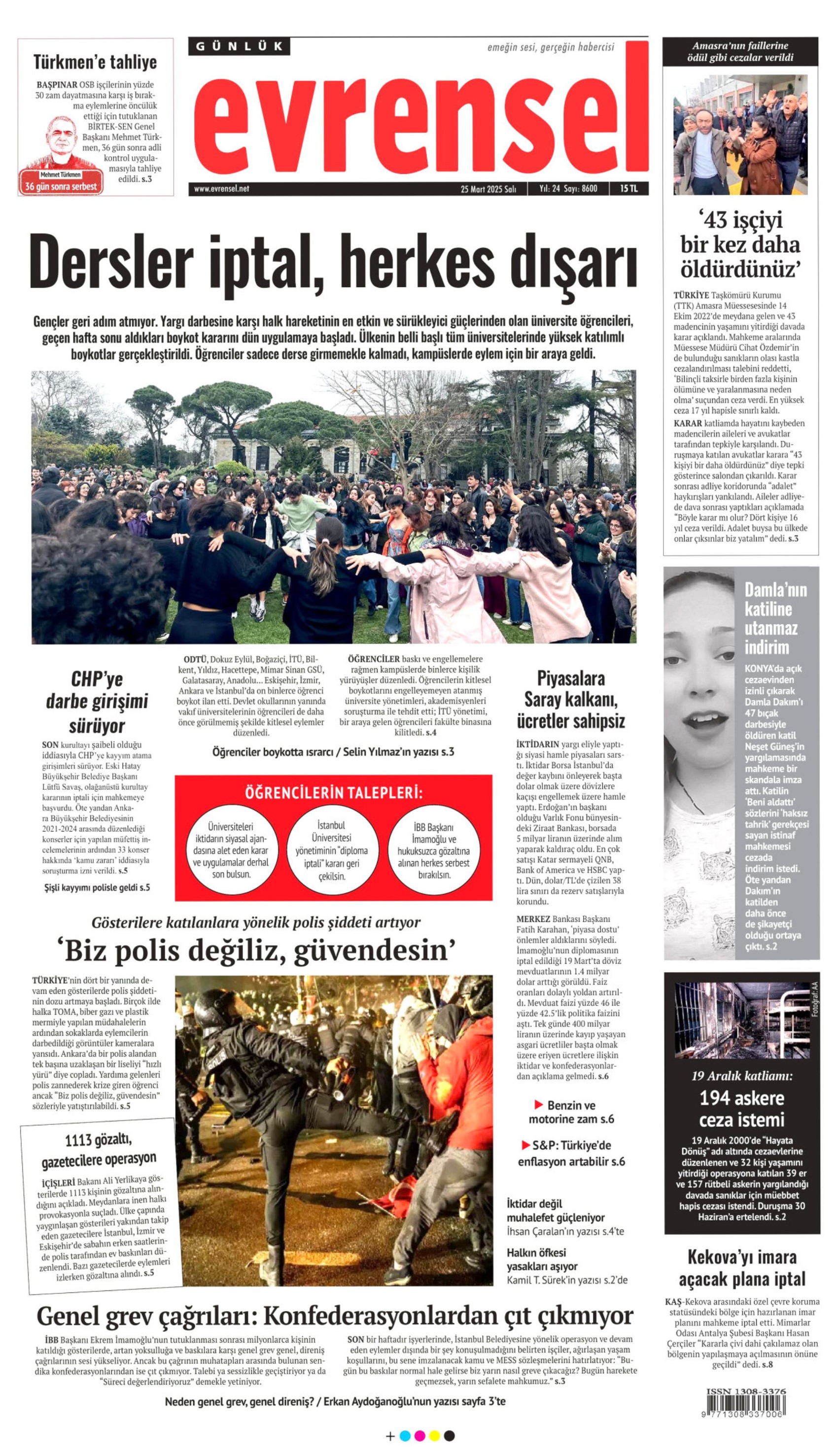 25 Mart 2025 gazete manşetleri: Gazeteler, yurt genelindeki İmamoğlu protestolarını nasıl gördü?