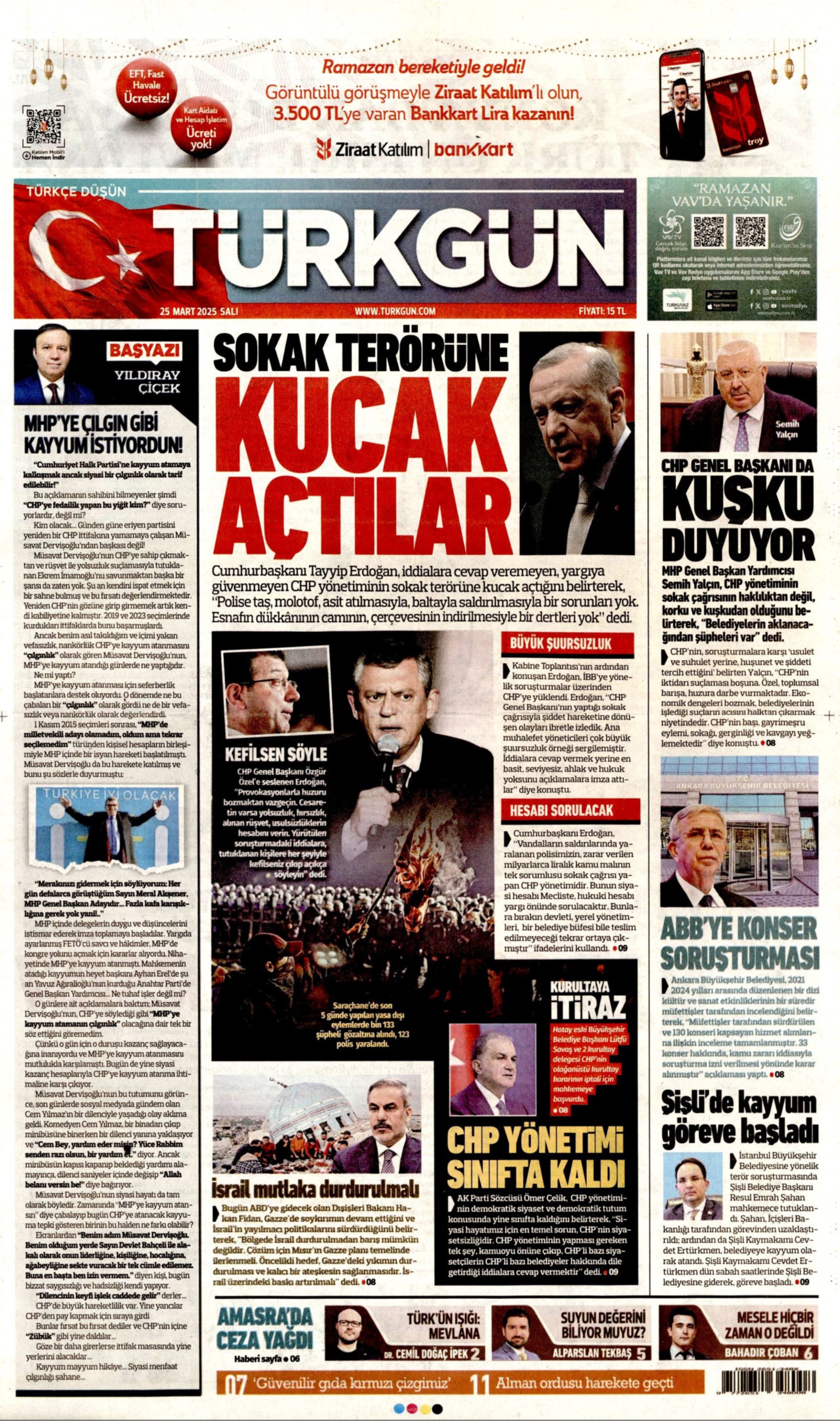 25 Mart 2025 gazete manşetleri: Gazeteler, yurt genelindeki İmamoğlu protestolarını nasıl gördü?