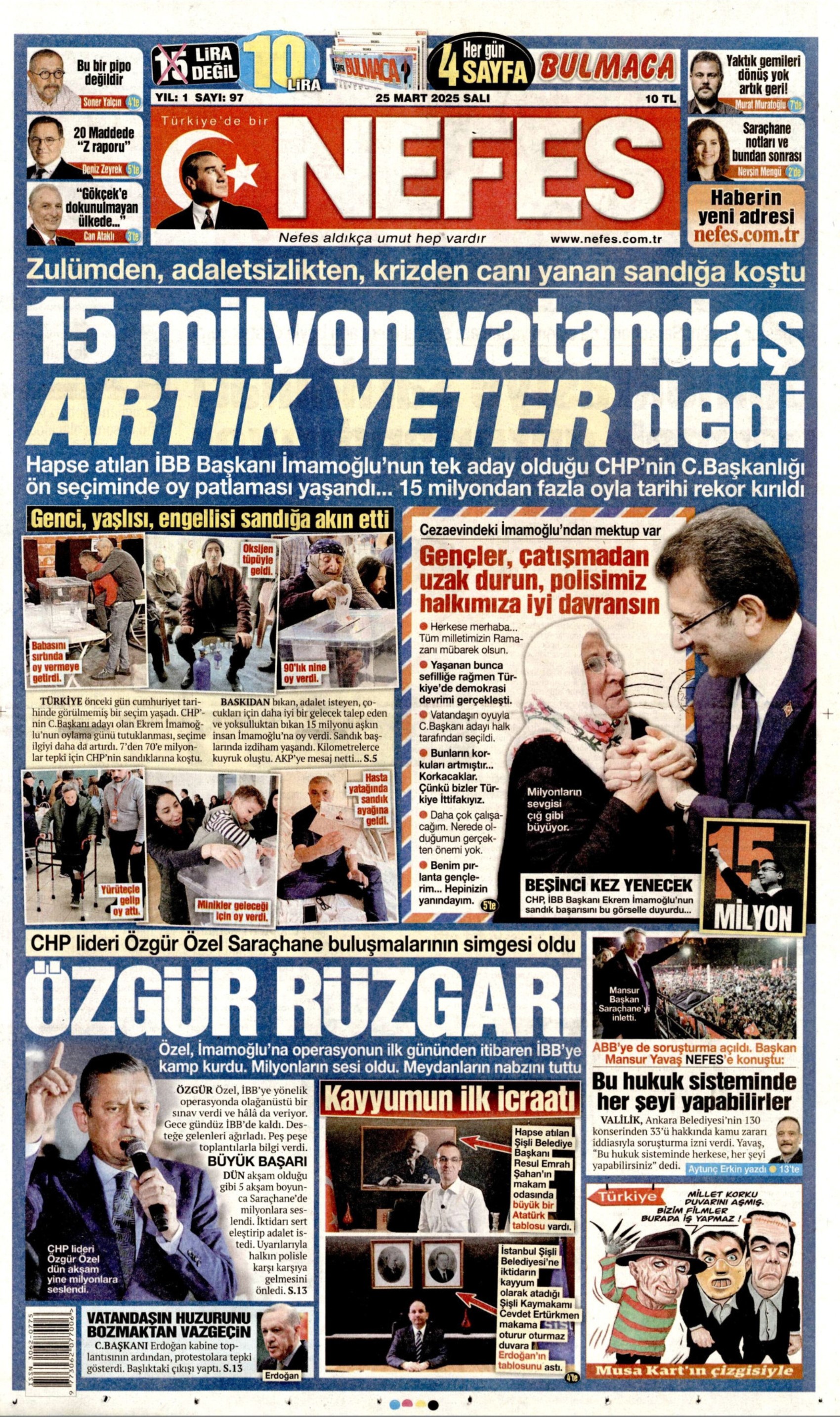 25 Mart 2025 gazete manşetleri: Gazeteler, yurt genelindeki İmamoğlu protestolarını nasıl gördü?