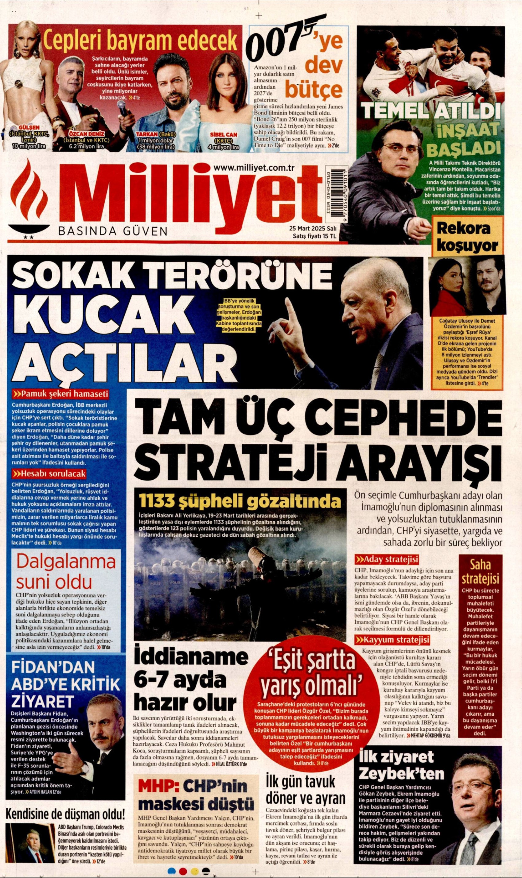 25 Mart 2025 gazete manşetleri: Gazeteler, yurt genelindeki İmamoğlu protestolarını nasıl gördü?