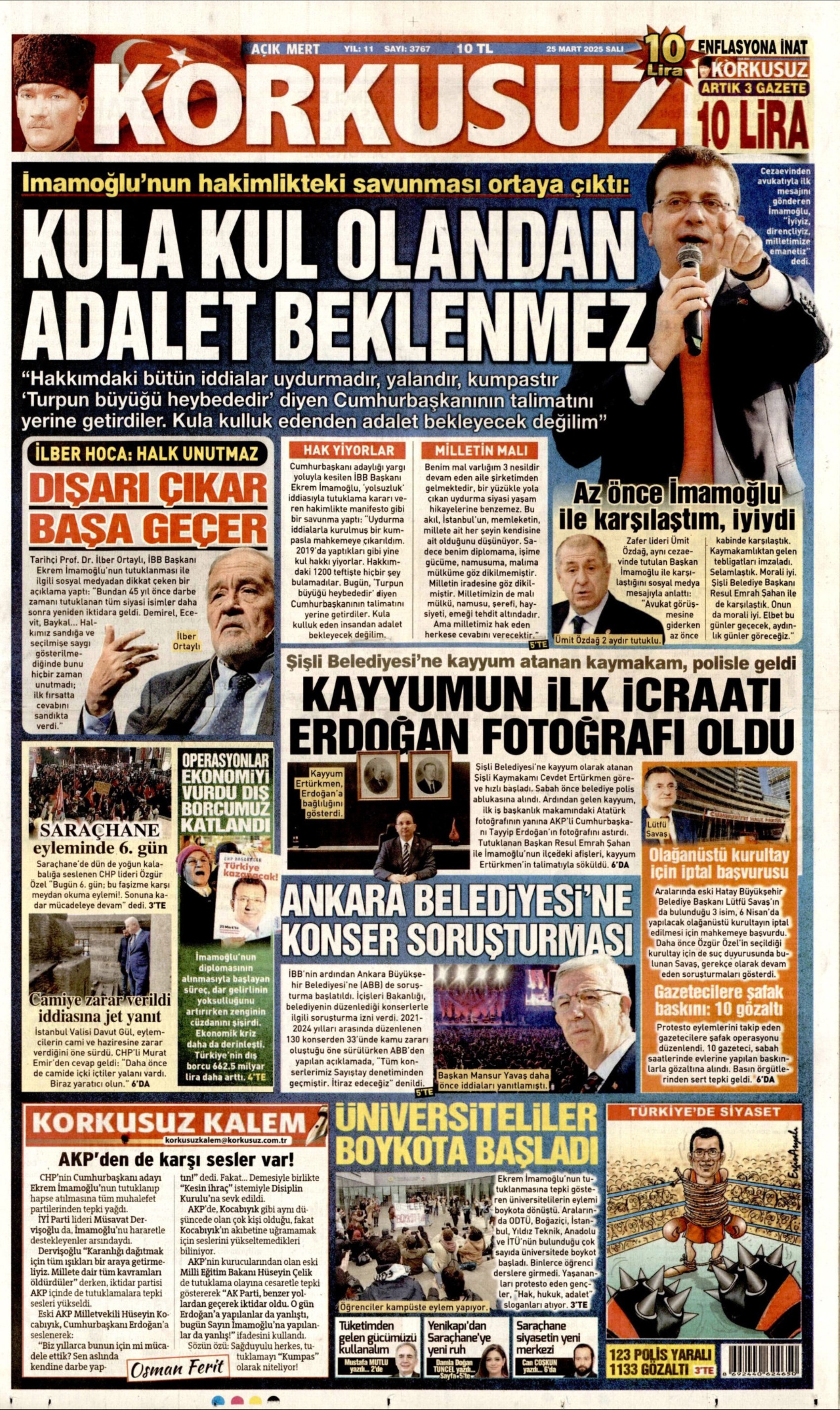 25 Mart 2025 gazete manşetleri: Gazeteler, yurt genelindeki İmamoğlu protestolarını nasıl gördü?
