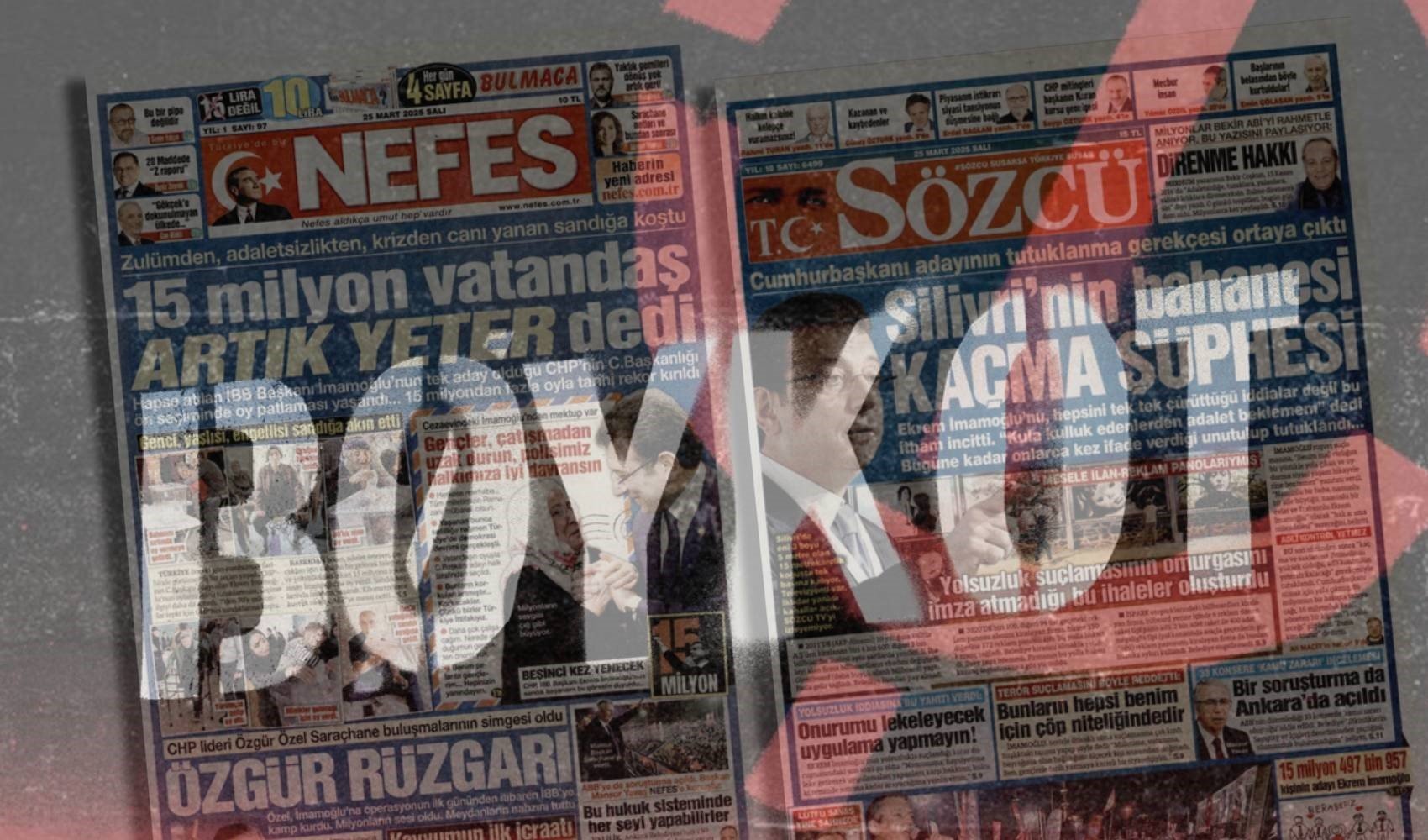 Sözcü ve Nefes Gazetesi Özgür Özel'in boykot listesini sansürledi