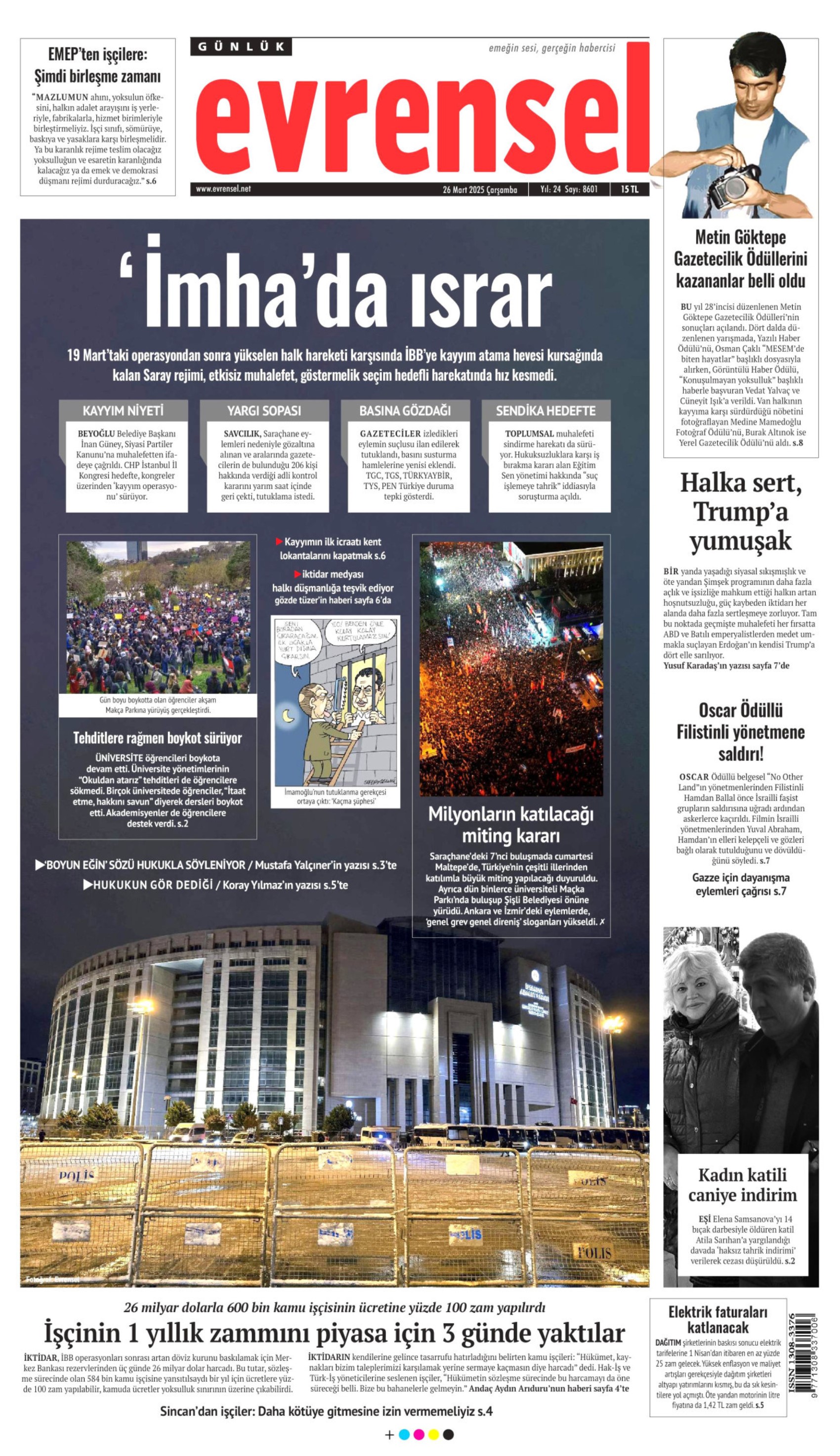 26 Mart 2025 gazete manşetleri: Yandaş medyanın hedefinde Ekrem İmamoğlu ve İBB var