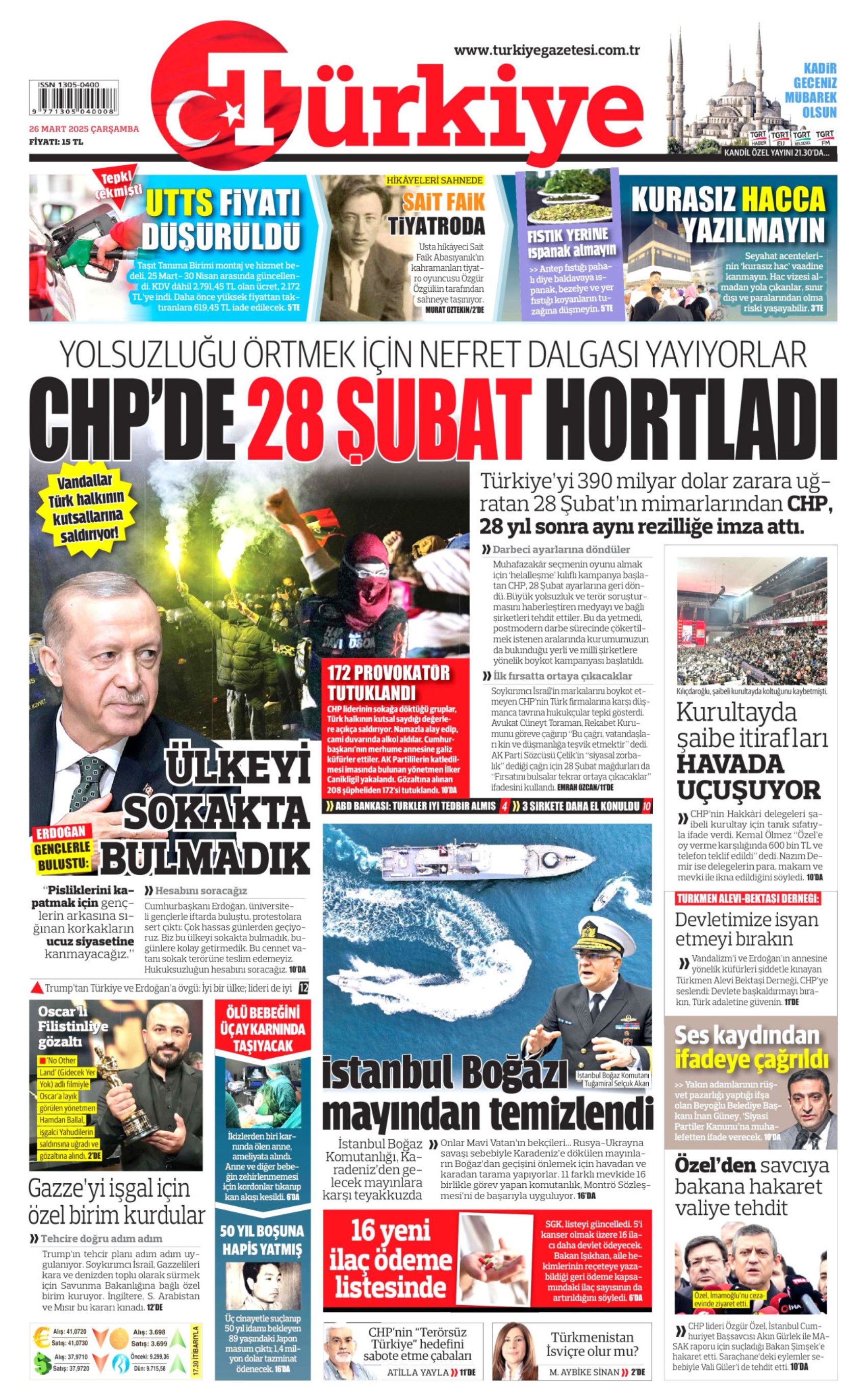 26 Mart 2025 gazete manşetleri: Yandaş medyanın hedefinde Ekrem İmamoğlu ve İBB var