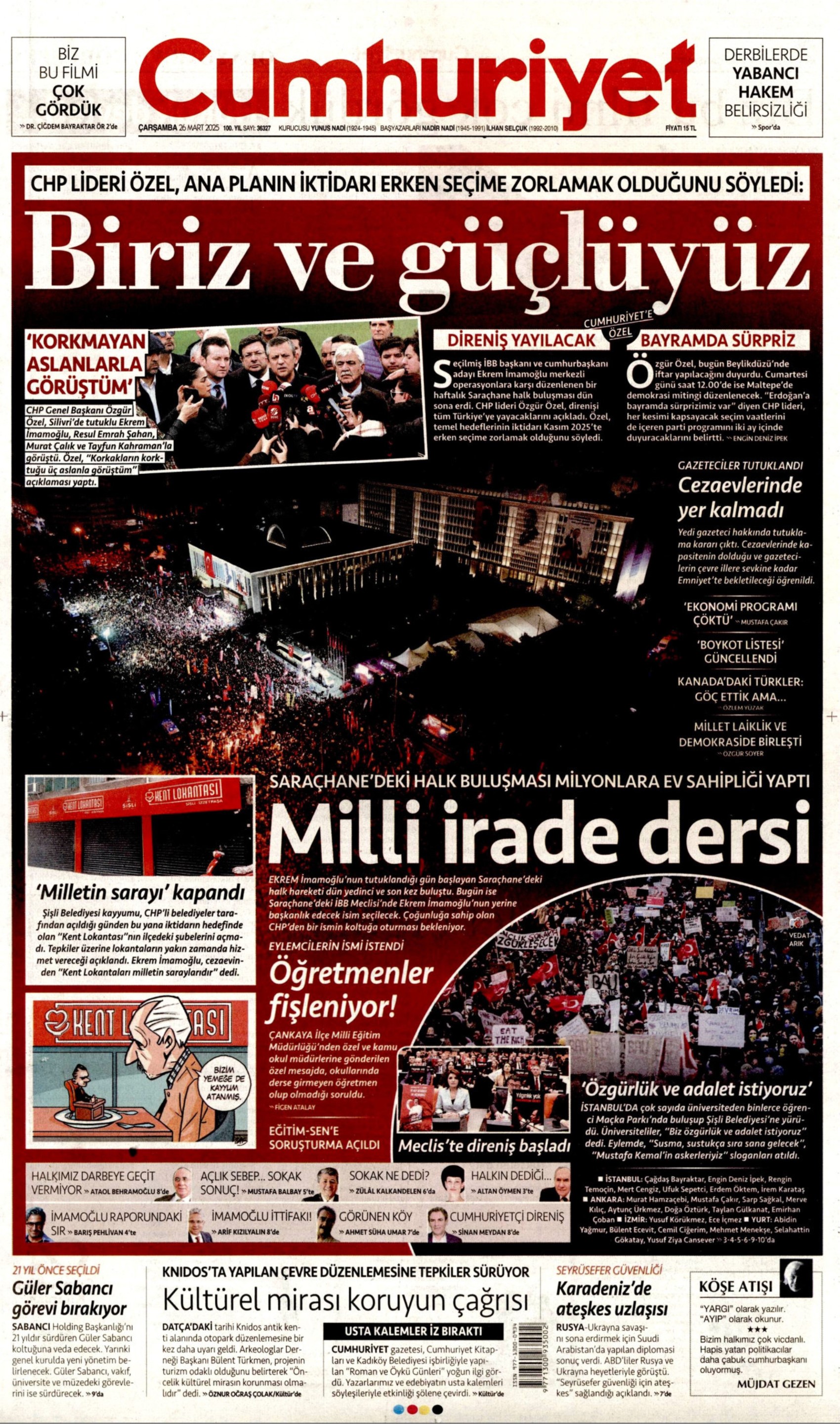 26 Mart 2025 gazete manşetleri: Yandaş medyanın hedefinde Ekrem İmamoğlu ve İBB var