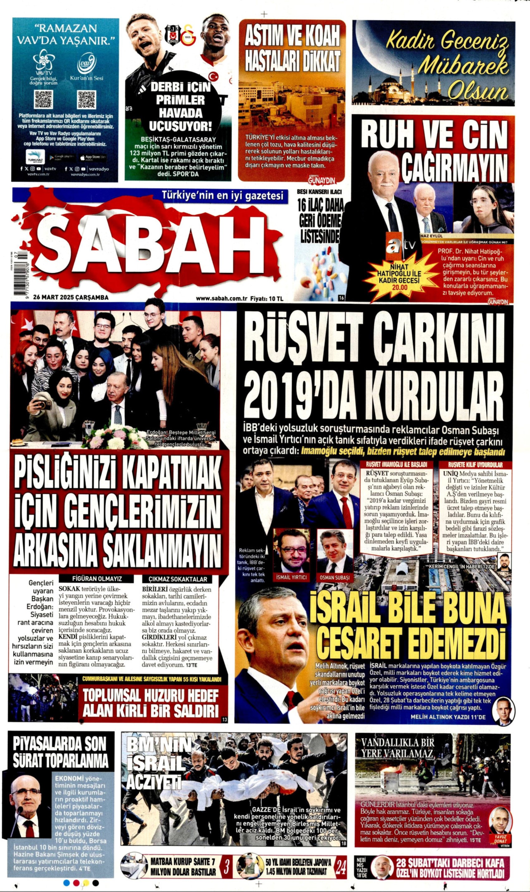 26 Mart 2025 gazete manşetleri: Yandaş medyanın hedefinde Ekrem İmamoğlu ve İBB var