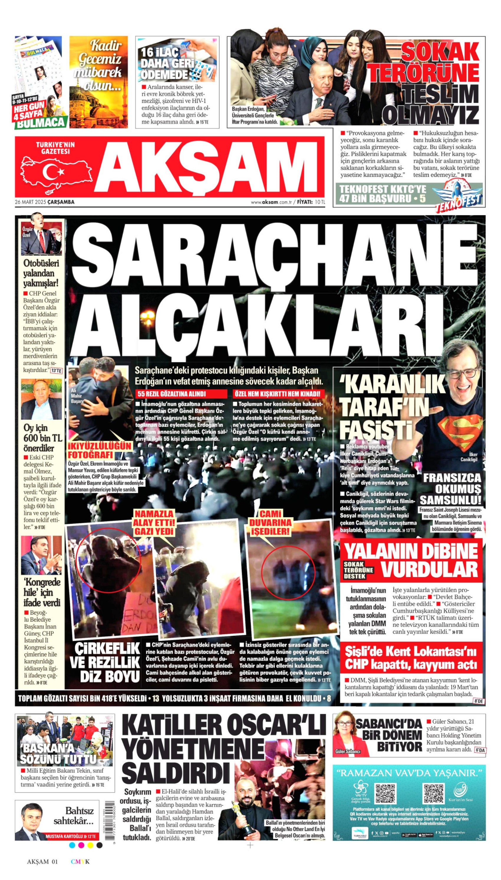 26 Mart 2025 gazete manşetleri: Yandaş medyanın hedefinde Ekrem İmamoğlu ve İBB var