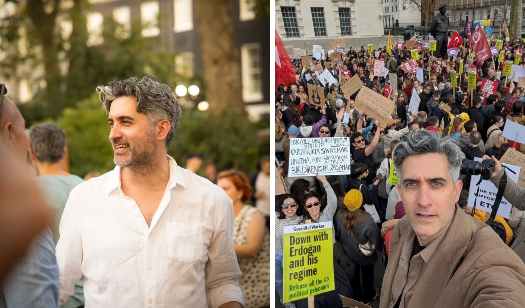 Memet Ali Alabora, Londra'da Ekrem İmamoğlu protestolarına katıldı