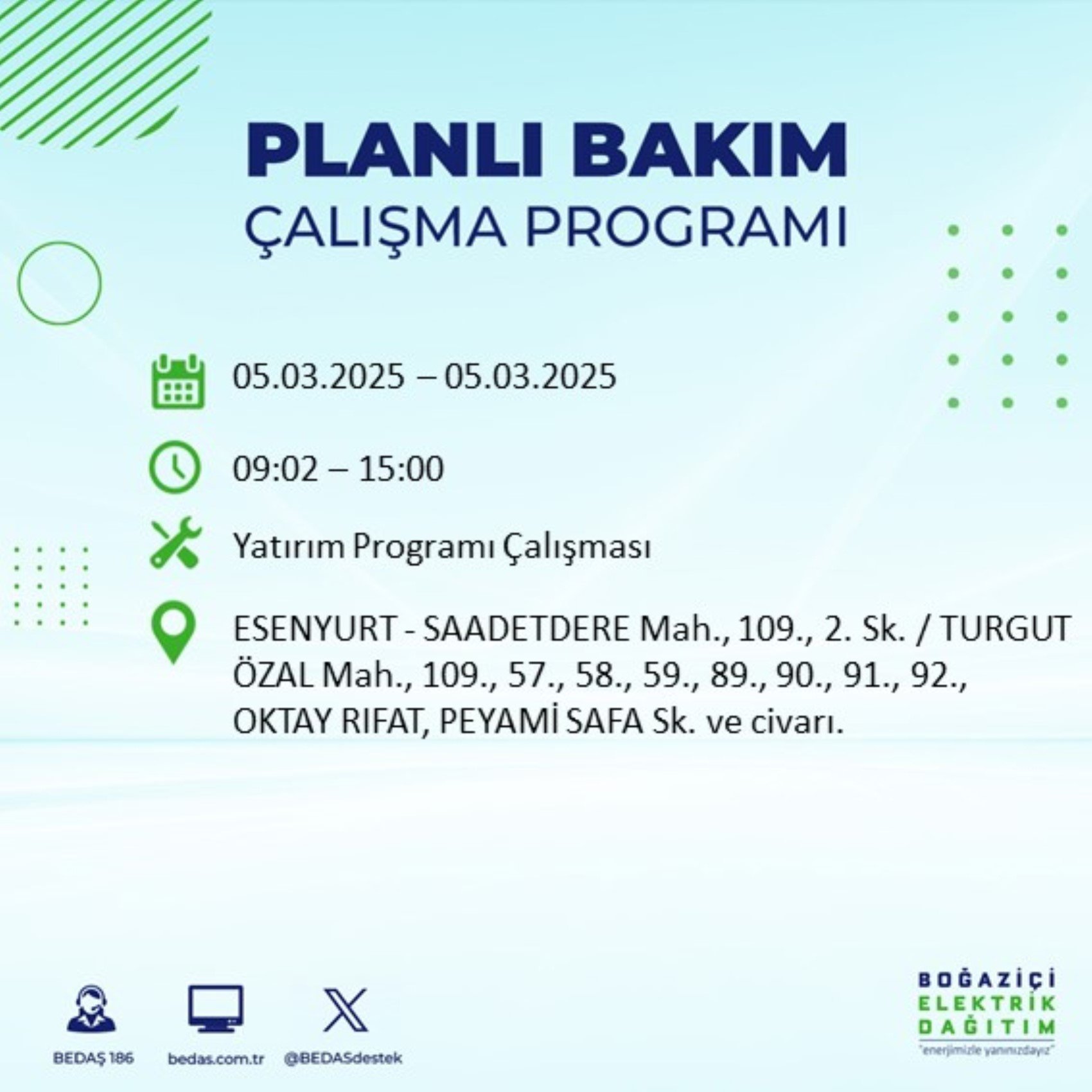 BEDAŞ açıkladı... İstanbul'da elektrik kesintisi: 5 Mart'ta hangi mahalleler etkilenecek?