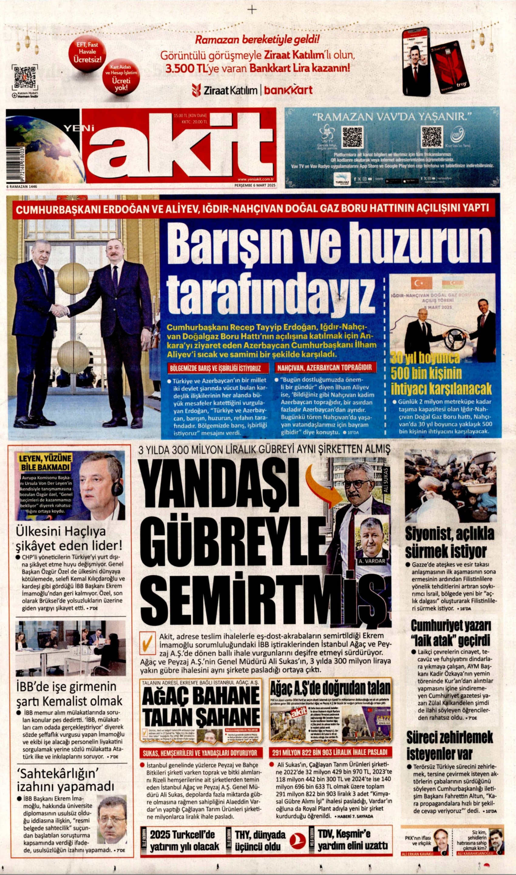 6 Mart 2025 gazete manşetleri: 'Bayram ikramiyesine 500 TL zam yapılacak'