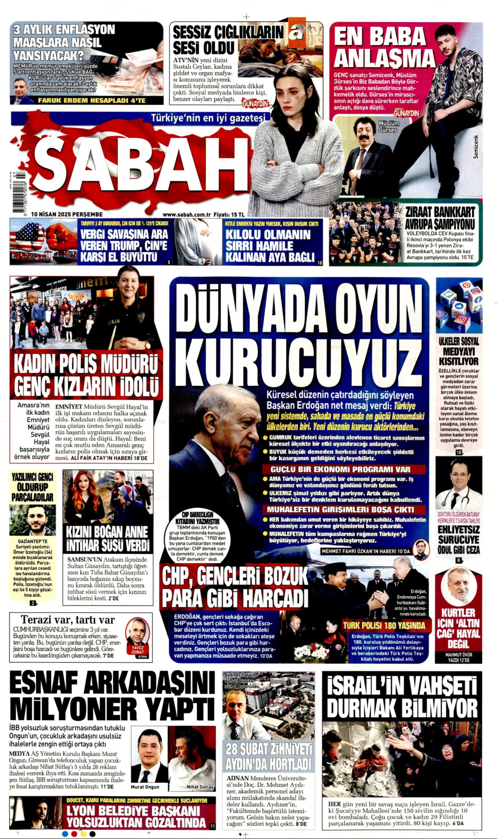 10 Nisan 2025 gazete manşetleri: Gazeteler, Erdoğan'ın CHP'yi hedef alan açıklamalarını nasıl gördü?