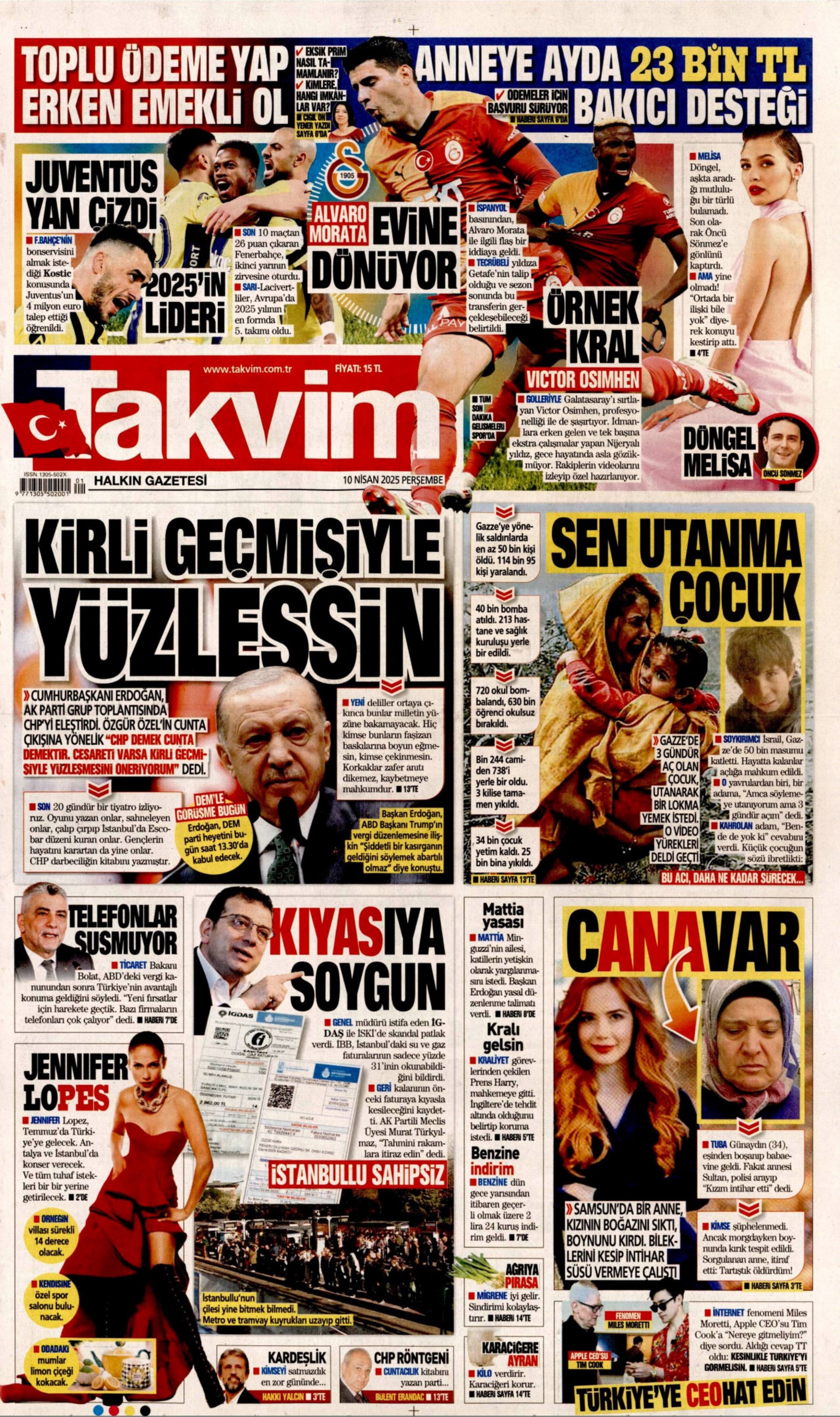 10 Nisan 2025 gazete manşetleri: Gazeteler, Erdoğan'ın CHP'yi hedef alan açıklamalarını nasıl gördü?