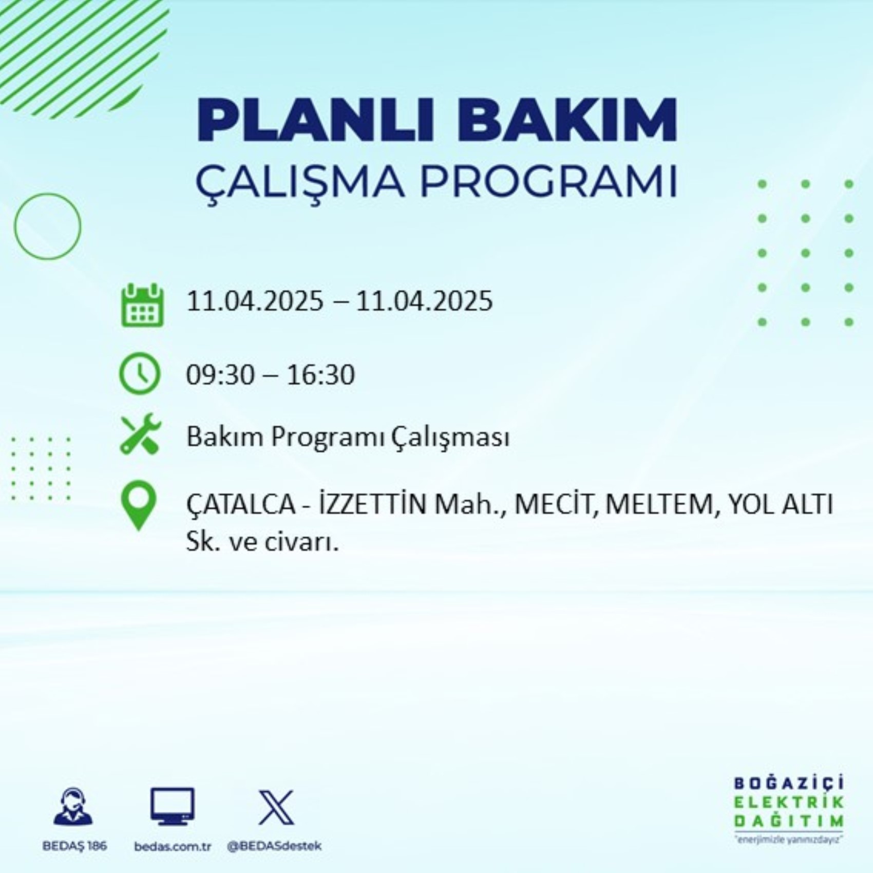 BEDAŞ paylaştı: İstanbul'da 11 Nisan Cuma günü elektrik kesintisi yaşanacak ilçeler
