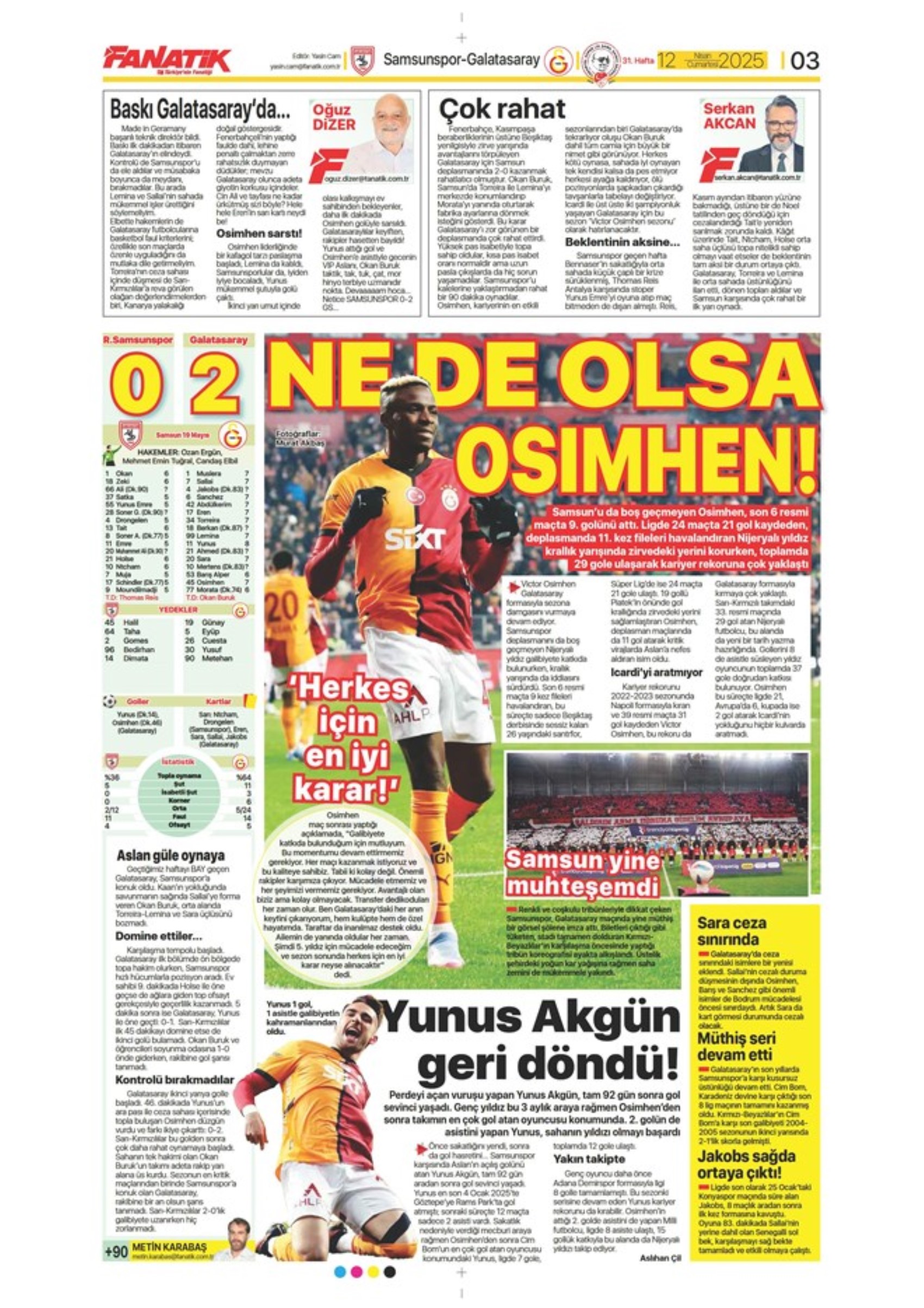 Sporda günün manşetleri... Osimhen sinyali verdi: 'Veda gibi...'