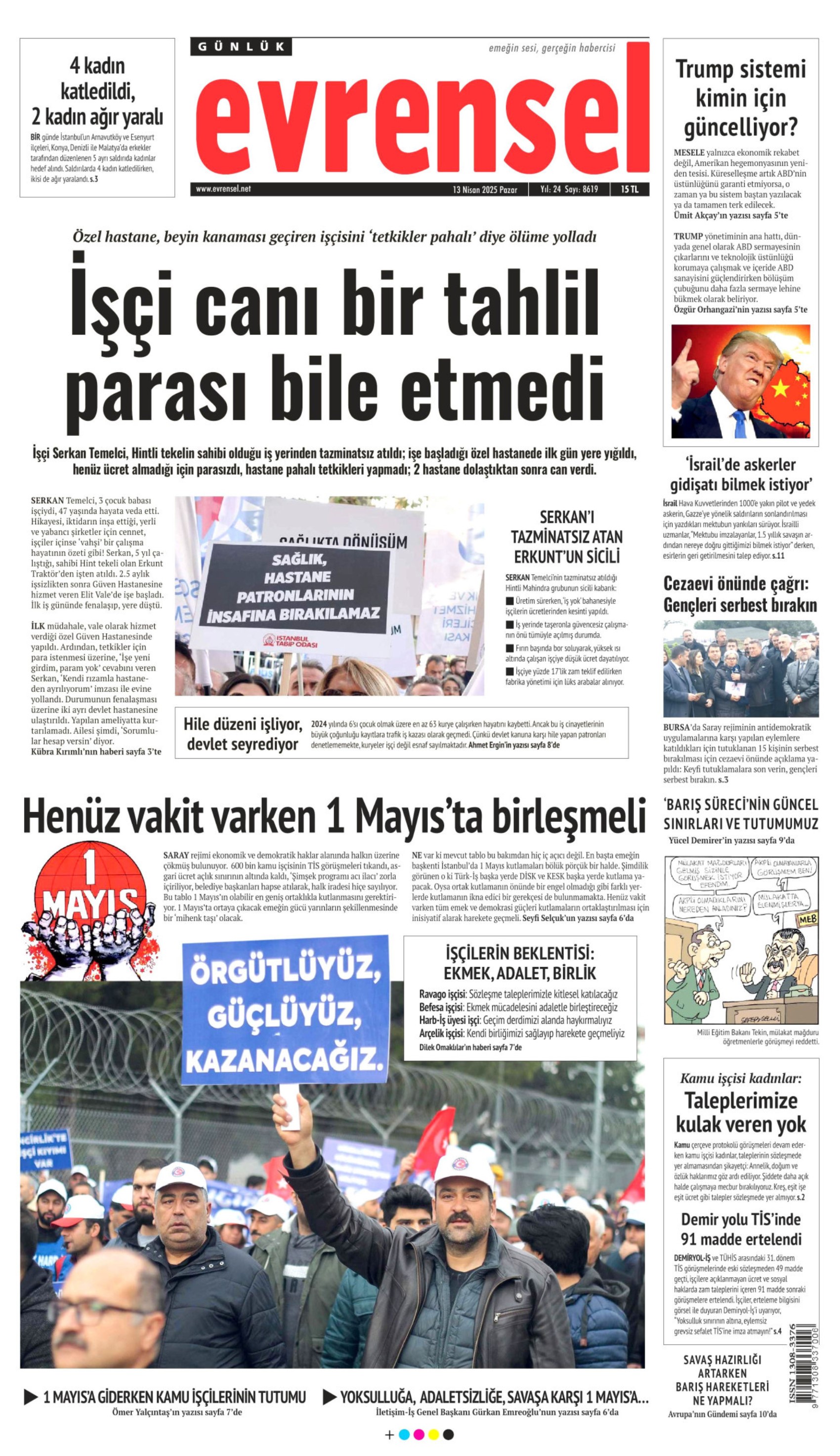 13 Nisan 2025 gazete manşetleri