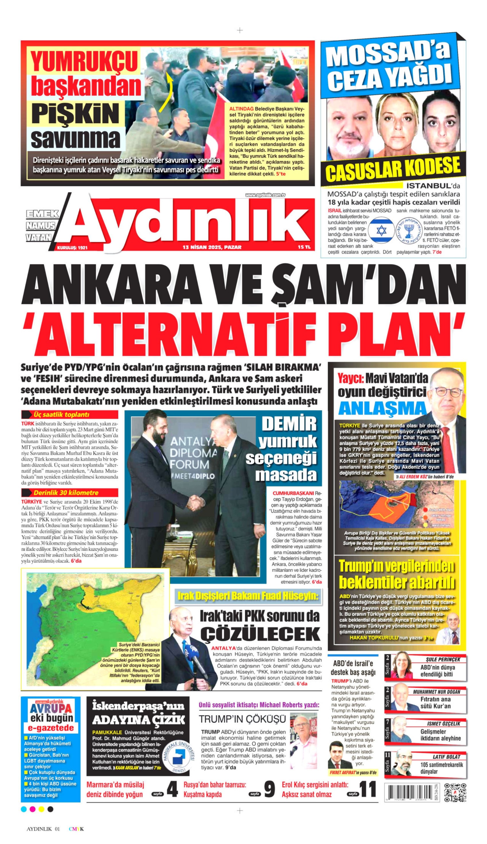 13 Nisan 2025 gazete manşetleri