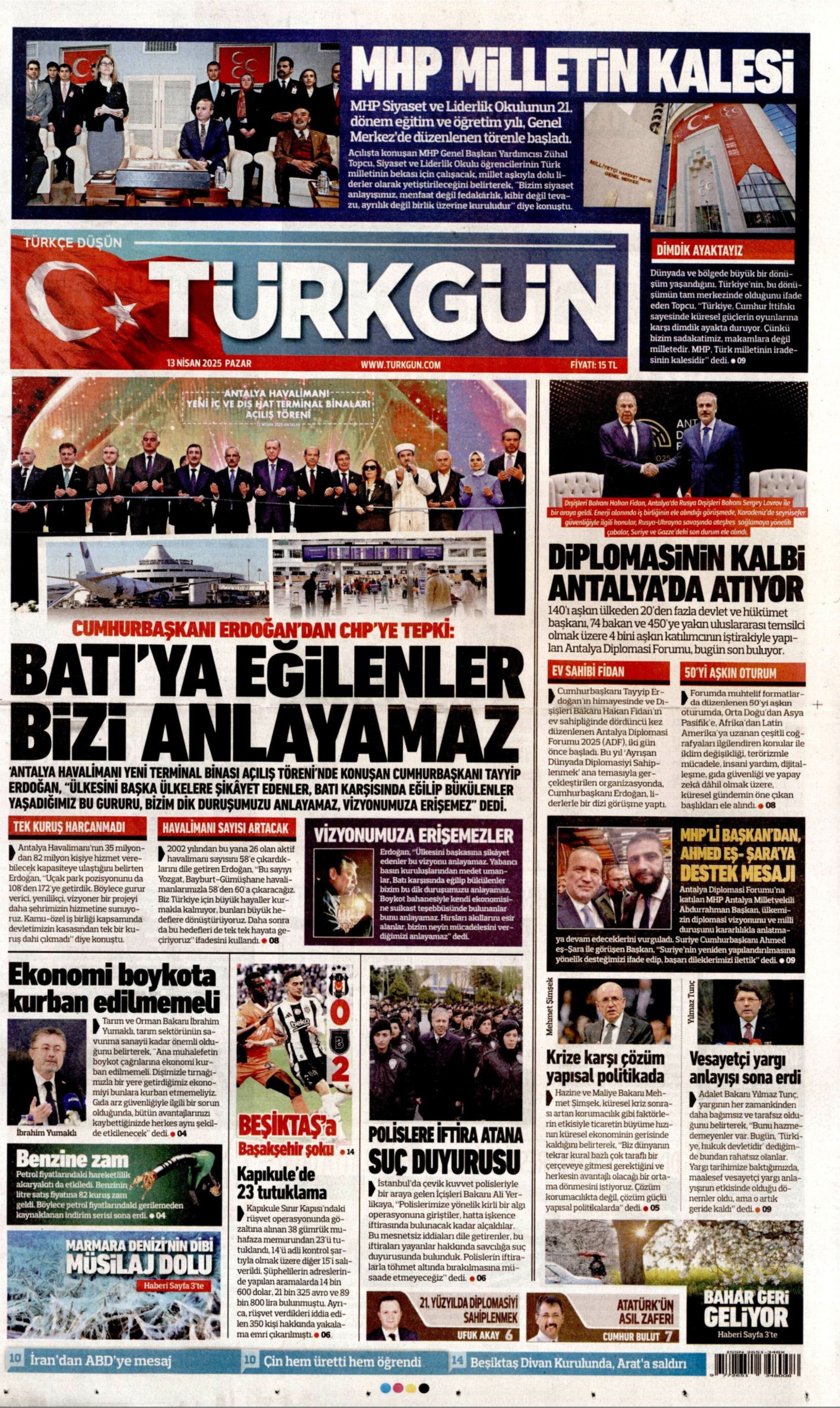 13 Nisan 2025 gazete manşetleri