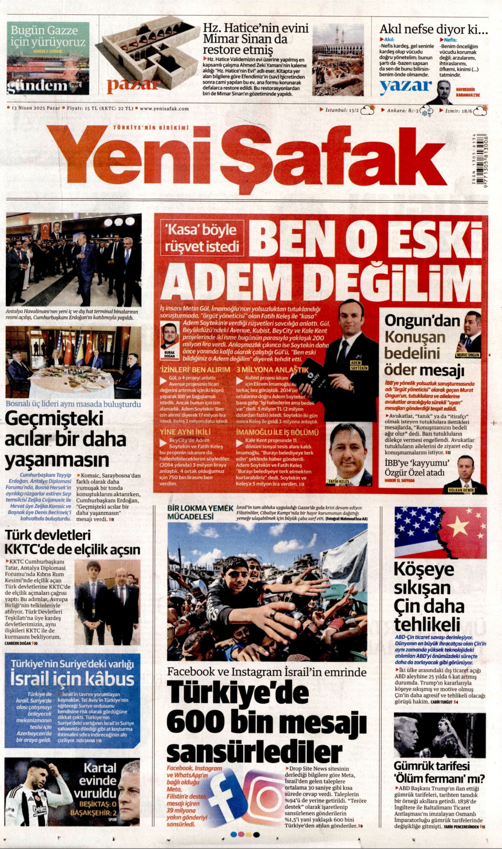 13 Nisan 2025 gazete manşetleri