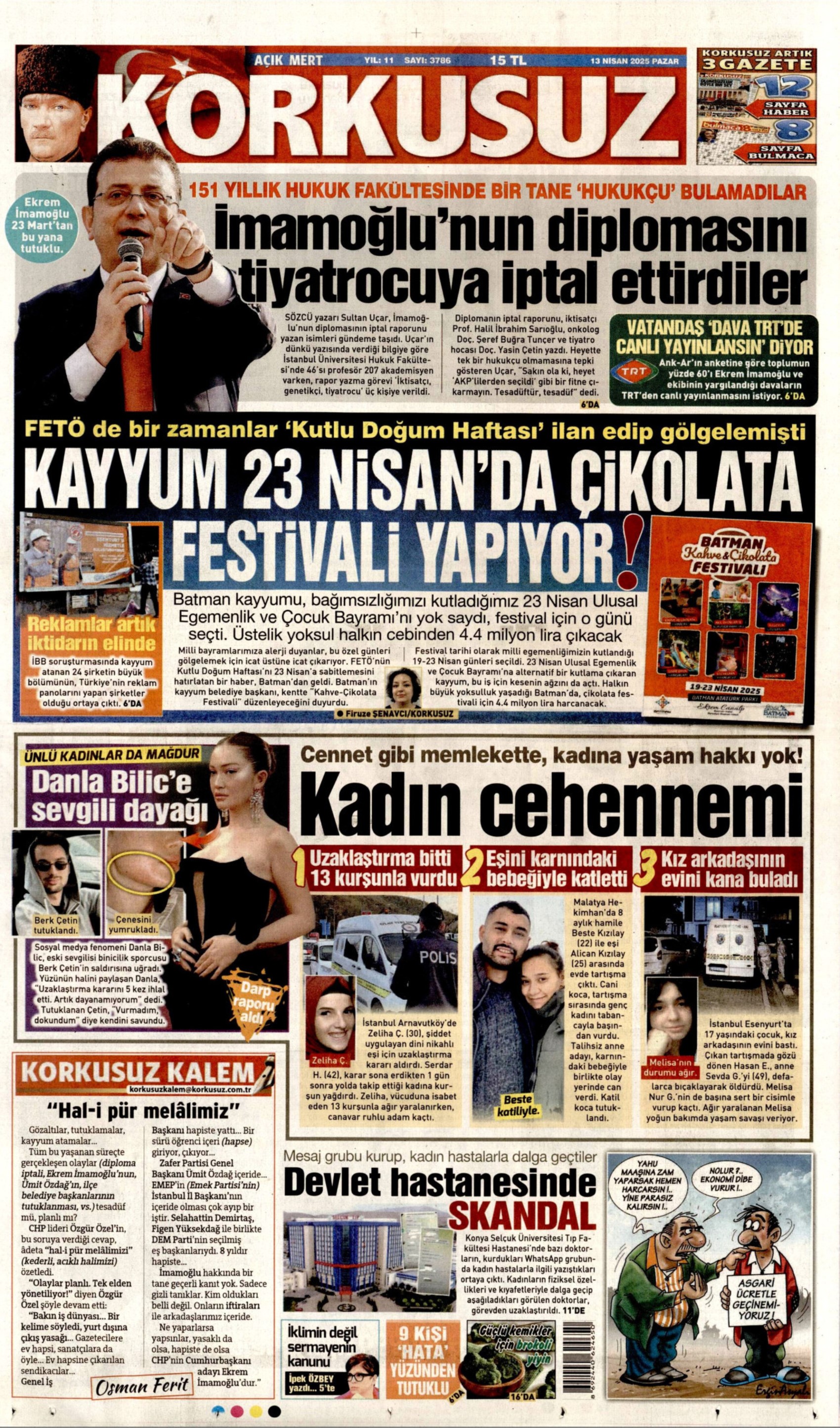 13 Nisan 2025 gazete manşetleri