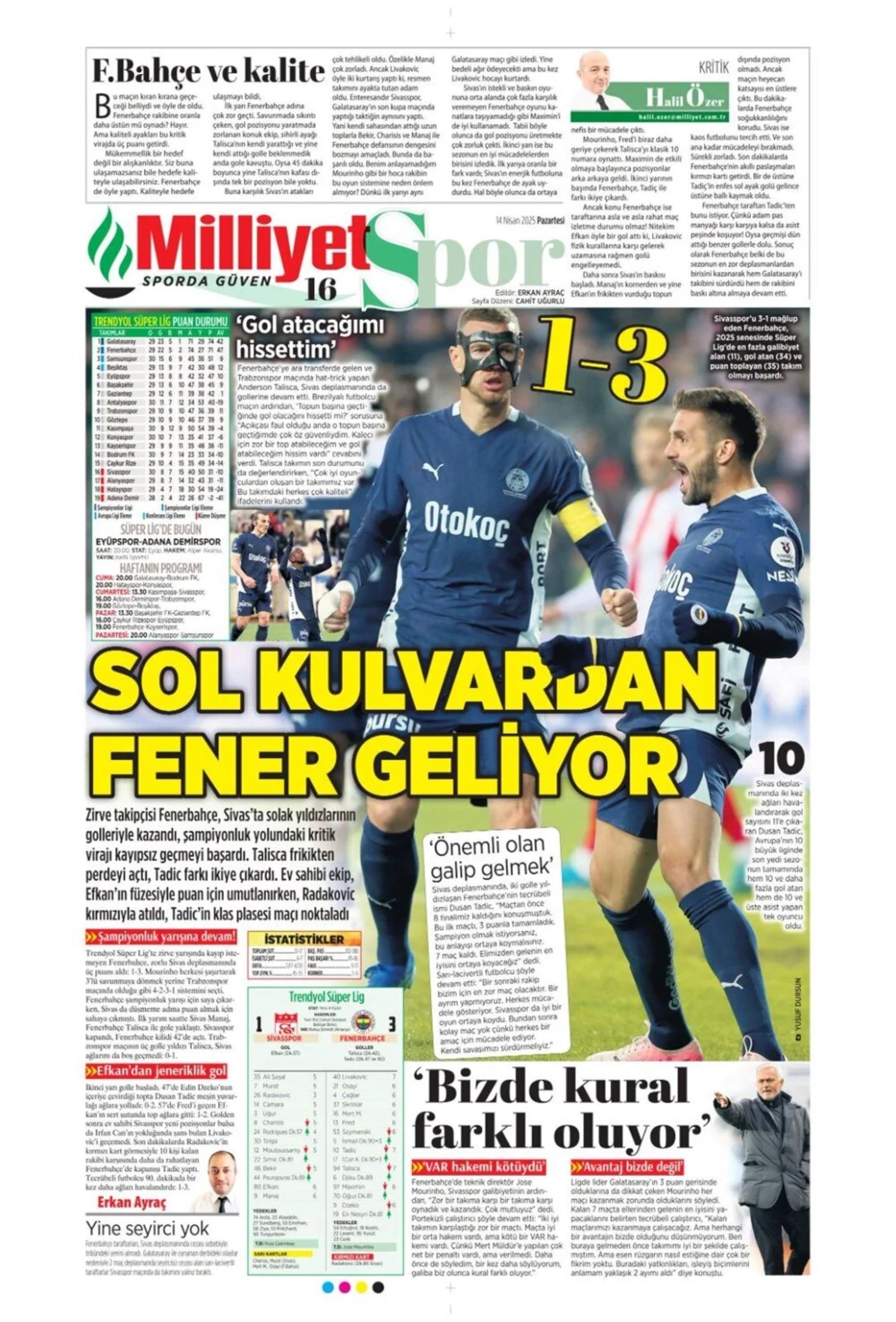 Sporda günün manşetleri: Fenerbahçe vazgeçmiyor