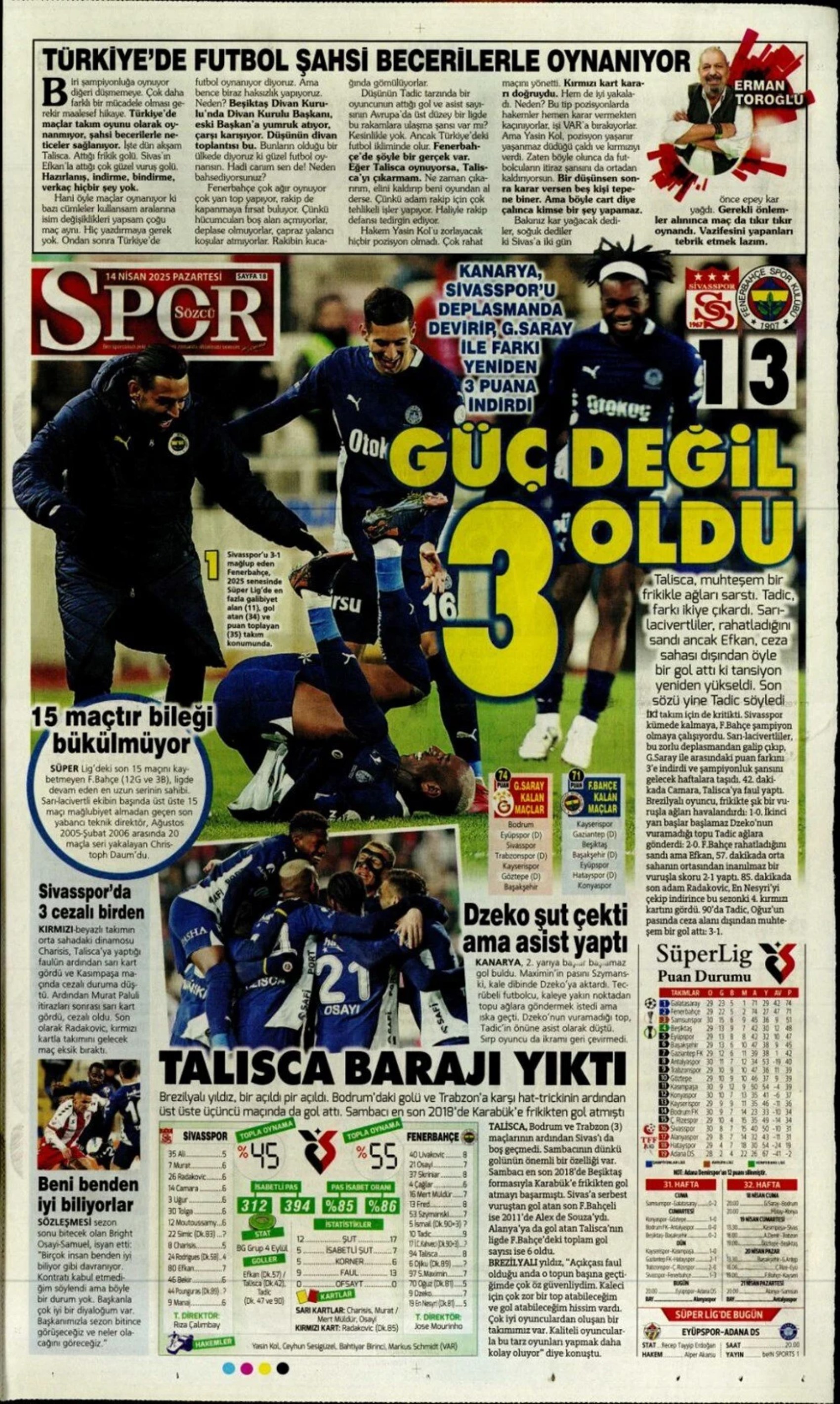 Sporda günün manşetleri: Fenerbahçe vazgeçmiyor