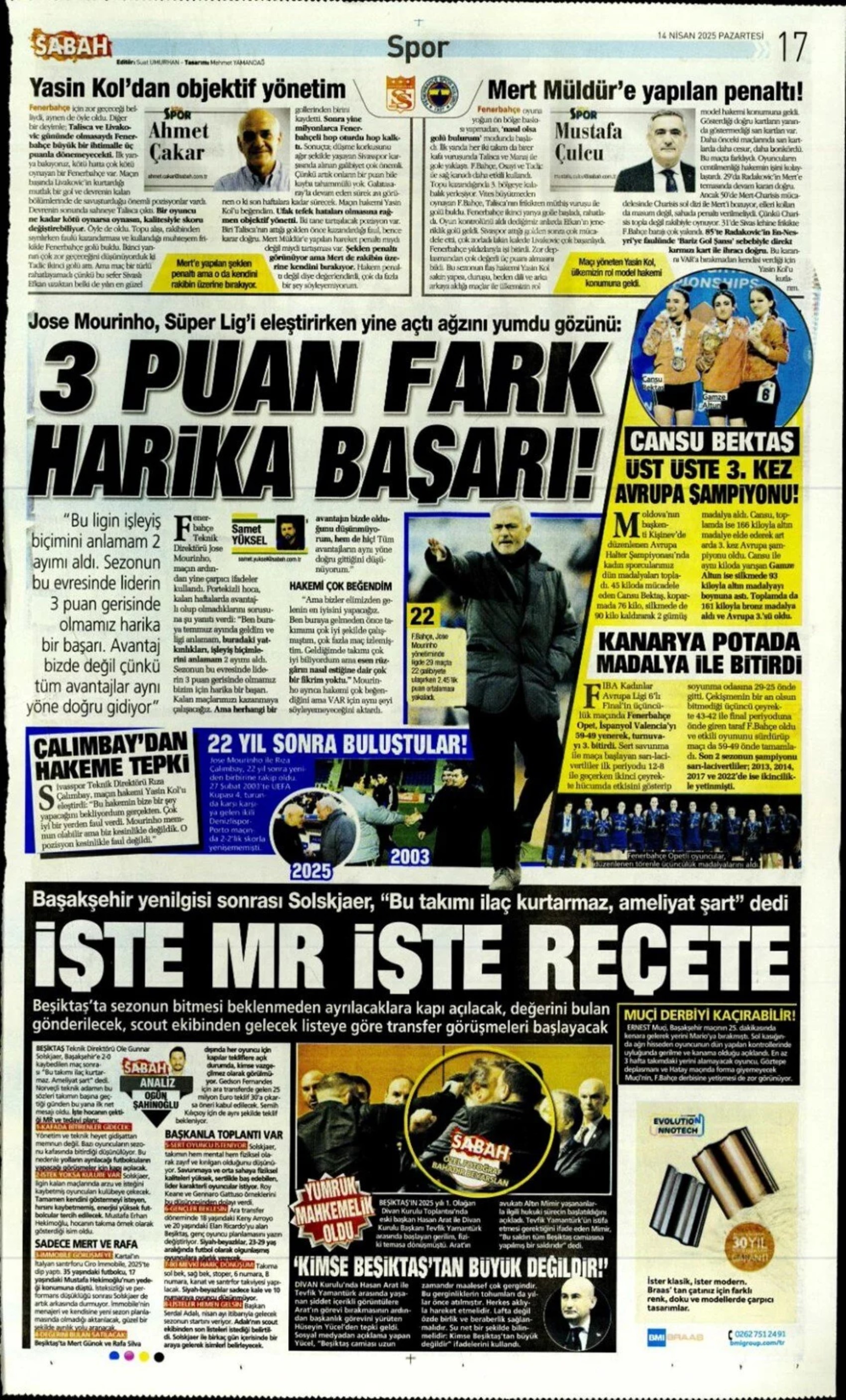 Sporda günün manşetleri: Fenerbahçe vazgeçmiyor